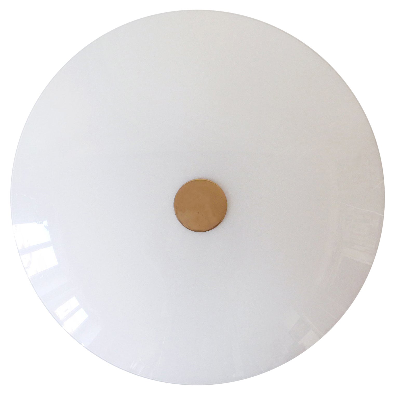 Large Brass & Glass Flush Mount or Sconce by Florian Schulz Germany 1980s