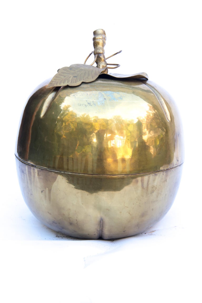 1960s era large brass gourd, decorative object, which opens to a segmented lower half. Would make a strong statement in a dining table centerpiece.
 