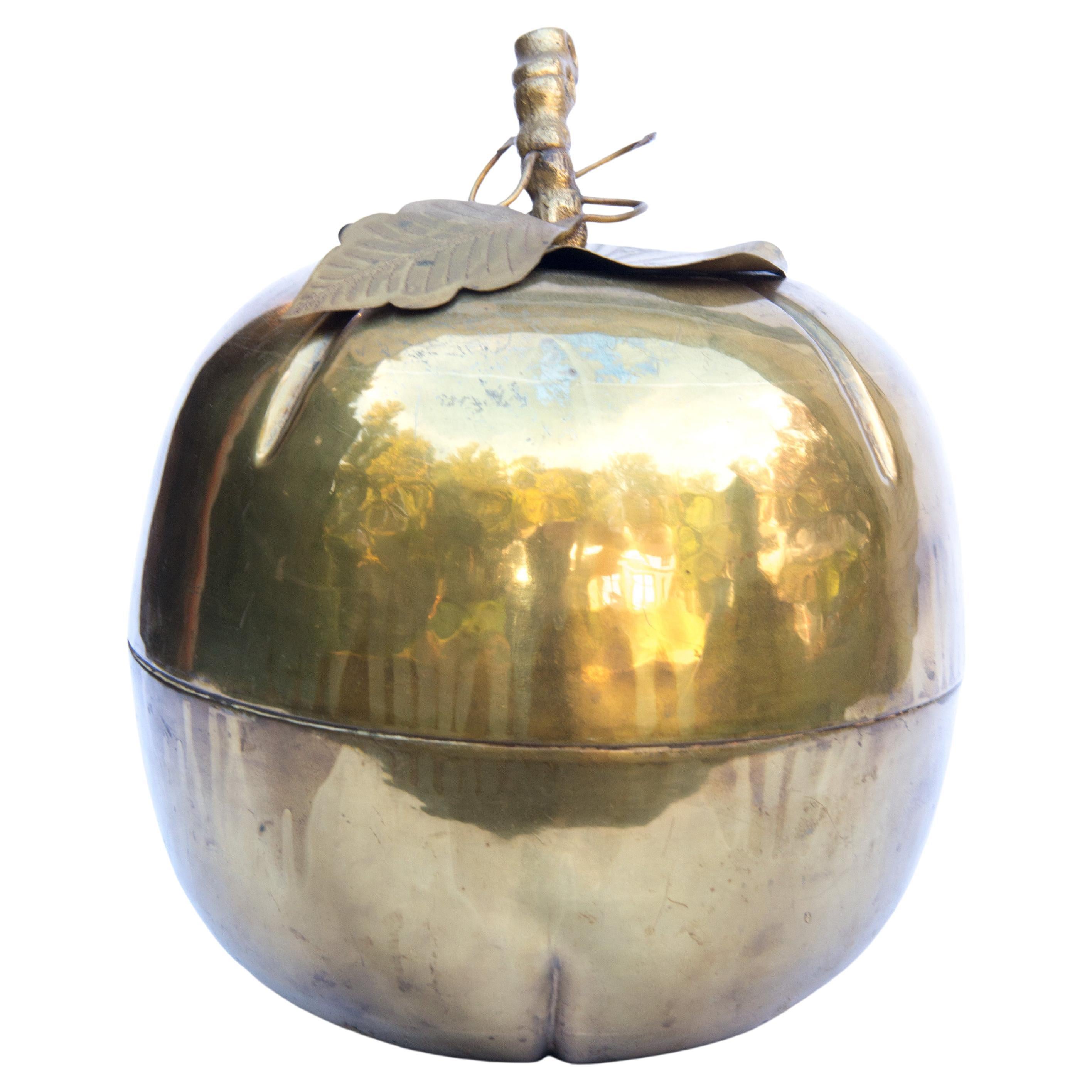 Large Brass Gourd Container For Sale