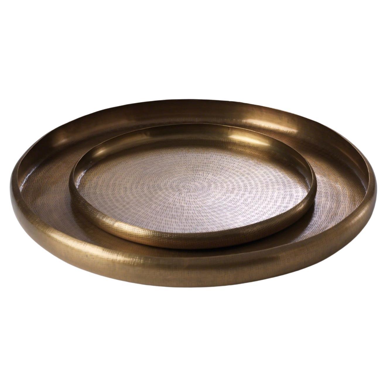 American Large Brass Hand-Embossed Offering Tray