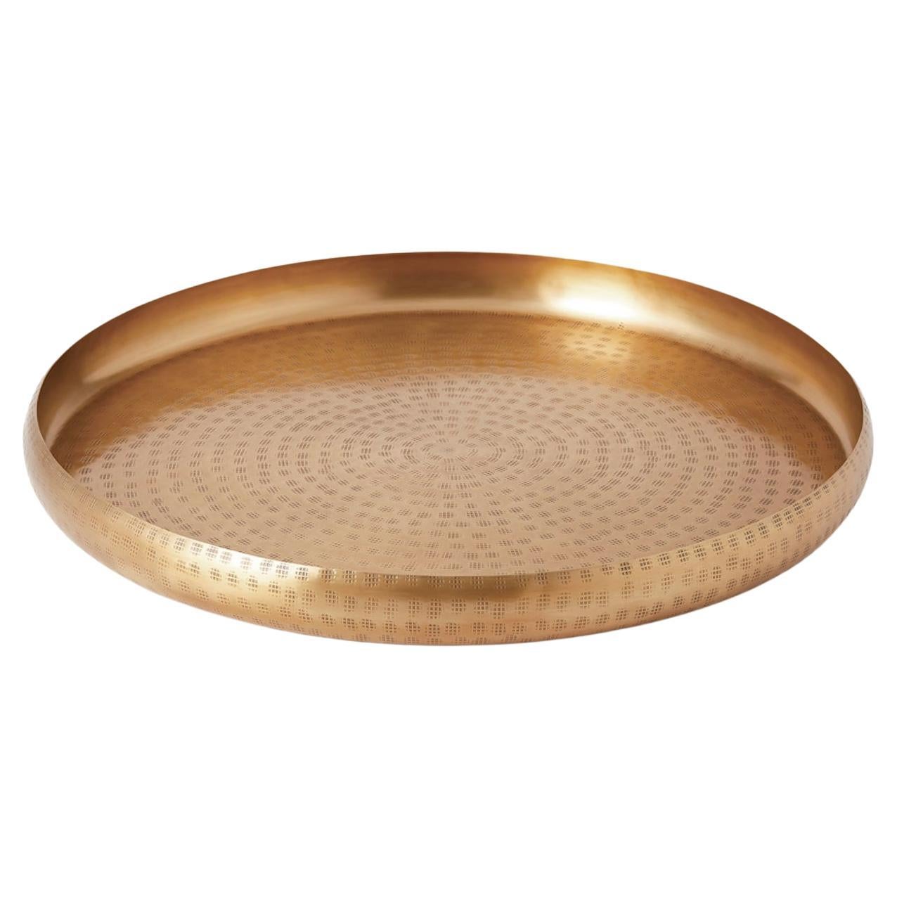 Large Brass Hand-Embossed Offering Tray