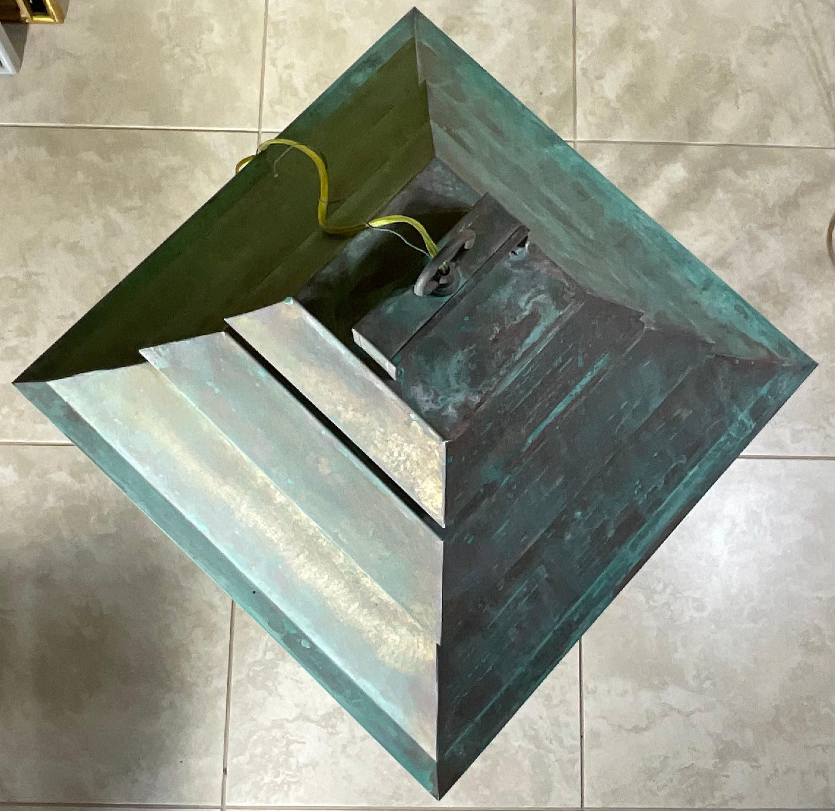 Large Brass Hanging Lantern - Grand Scale  22”x 22”x 34” For Sale 1