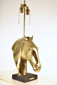 Large Brass Horse Head Lamp "Caballinus"