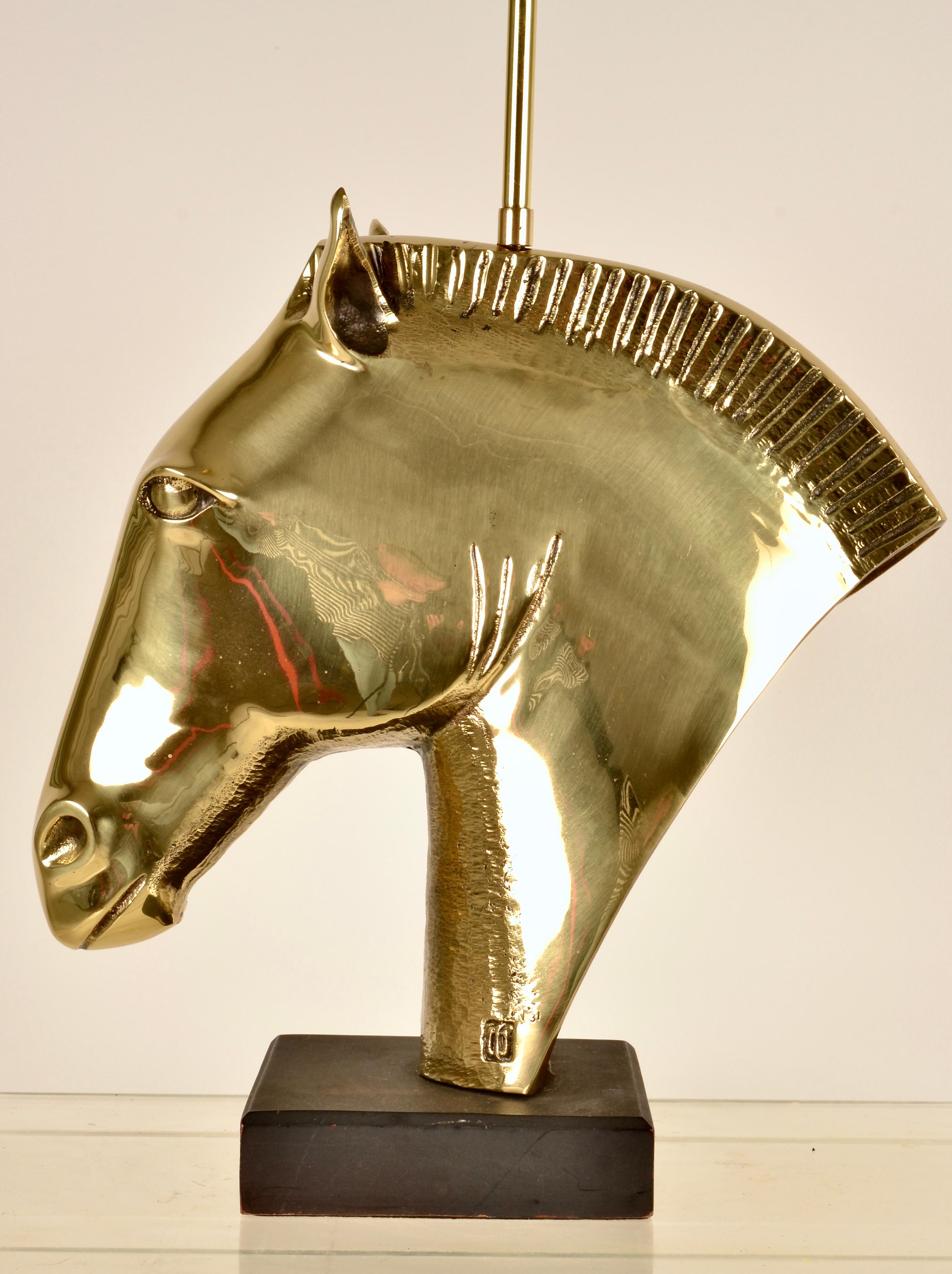 American Large Brass Horse Head Lamp 