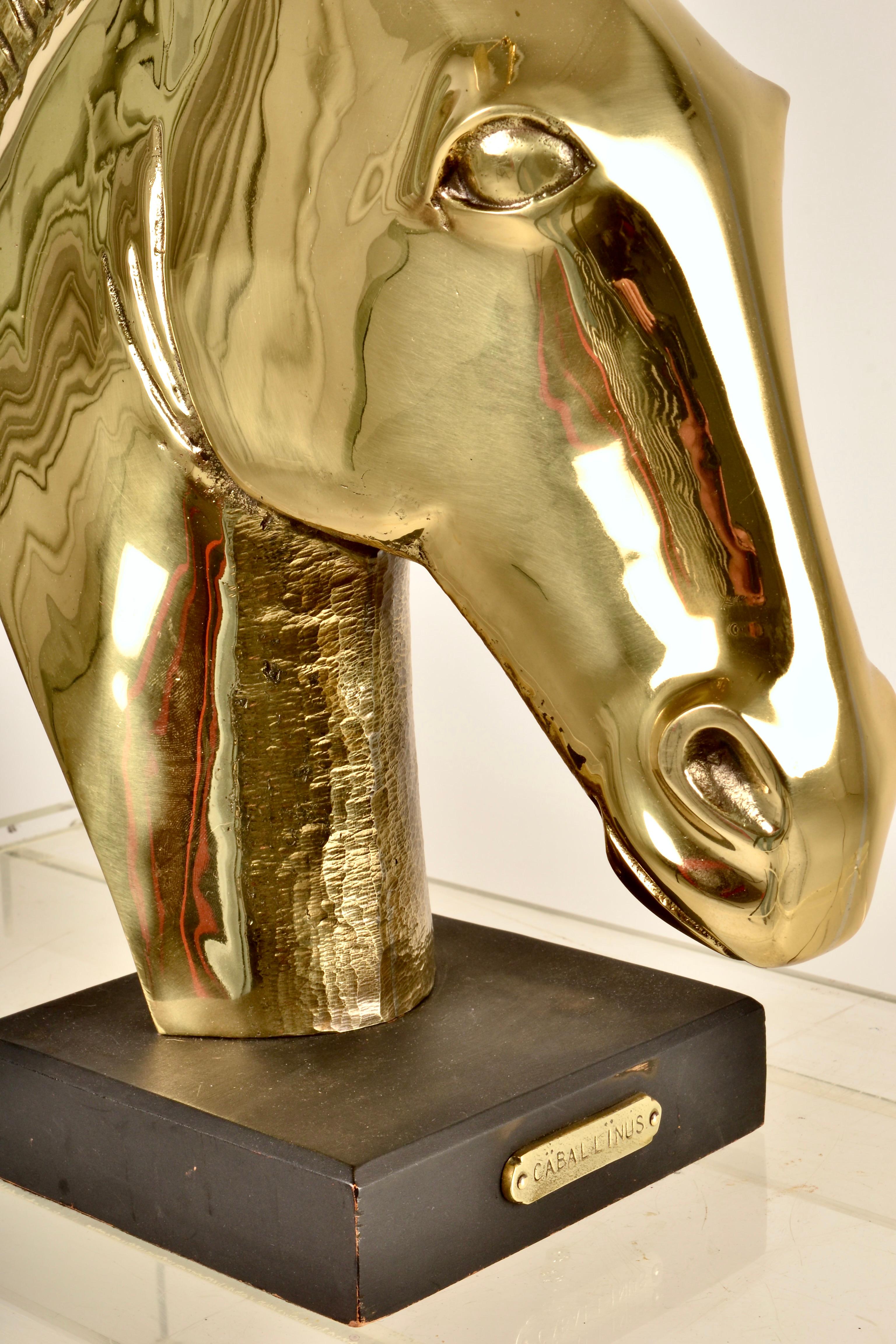 Cast Large Brass Horse Head Lamp 