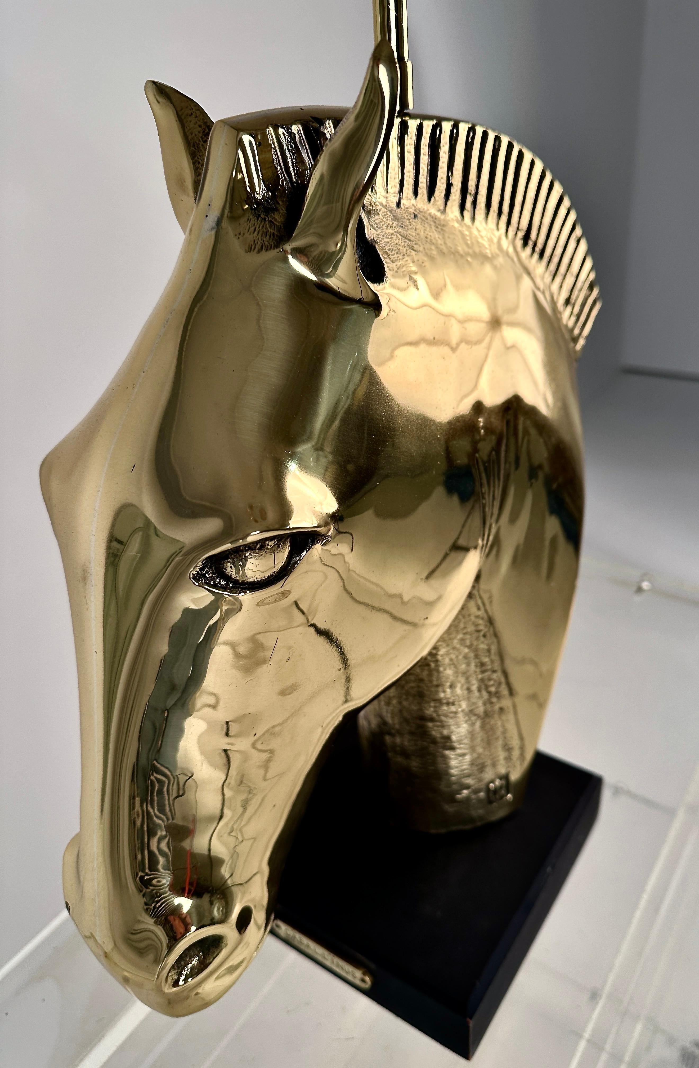 Large Brass Horse Head Lamp 