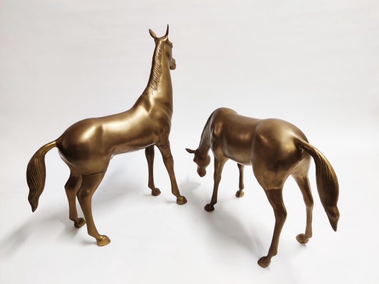 Large Brass Horse Statues, 1970s at 1stDibs