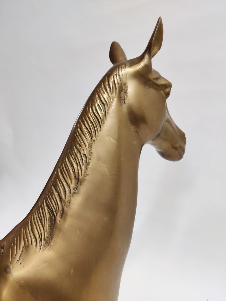 Large Brass Horse Statues, 1970s at 1stDibs
