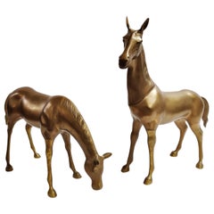 Large Brass Horse Statues, 1970s
