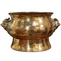 Large Brass Jardiniere in an Asian Motif, 19th Century