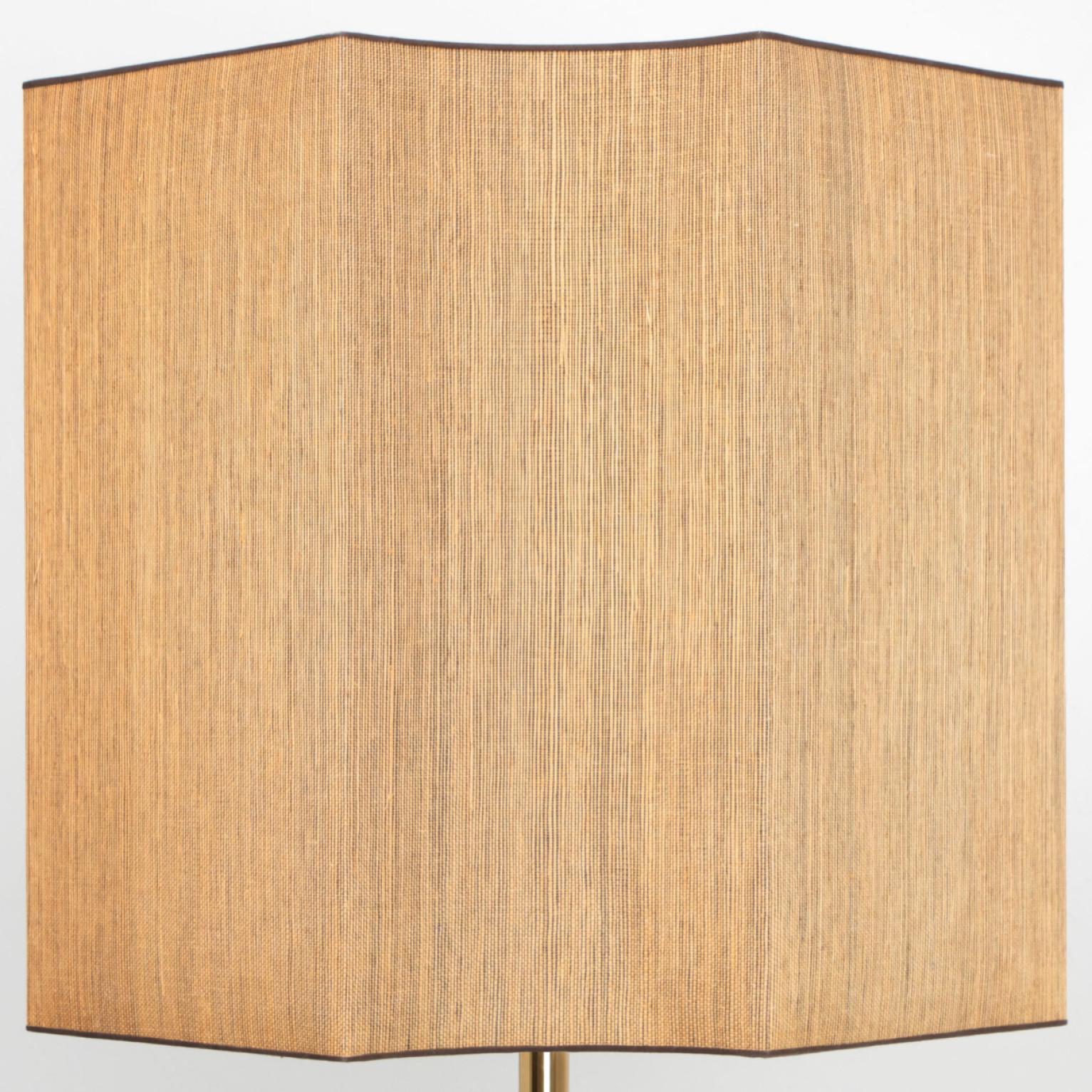 Large Brass Kaiser Floor Lamp with Silk Lampshade by René Houben 1