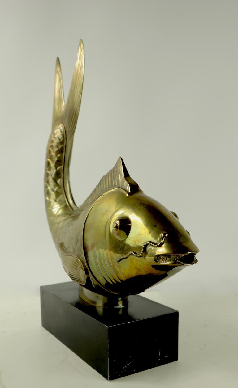Cast Large Brass Koi Fish Sculpture