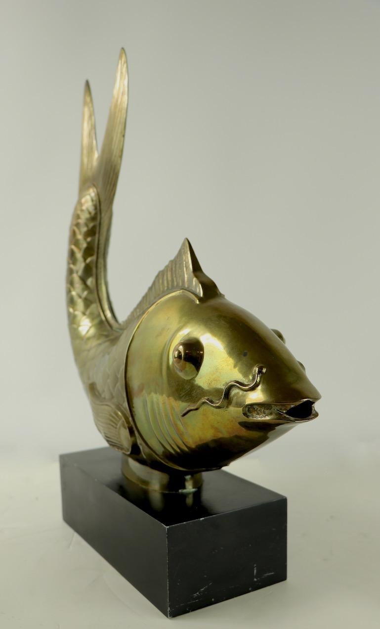 Large Brass Koi Fish Sculpture In Good Condition In New York, NY