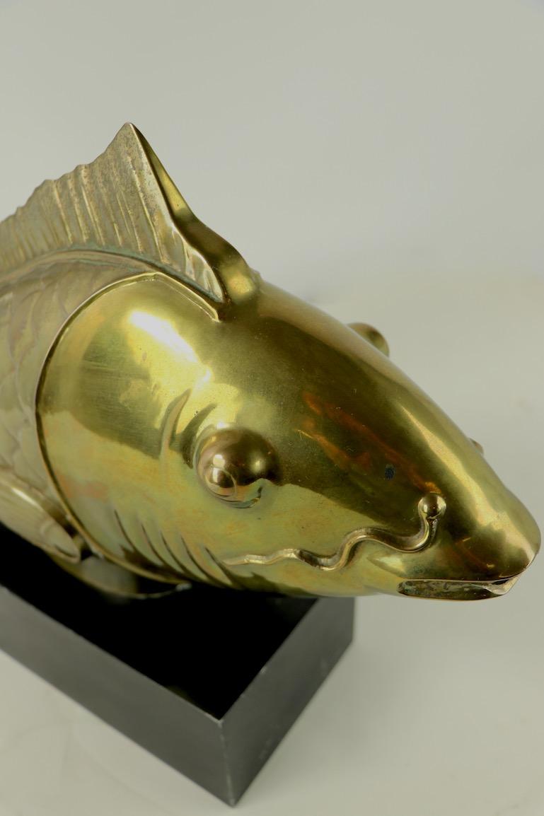 20th Century Large Brass Koi Fish Sculpture