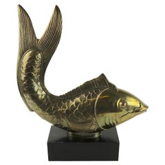 Vintage Large Brass Koi Fish Sculpture
