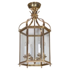 Large Brass Late 19th Century Hexagonal Lantern