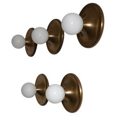 Large Brass "Light Ball" Wall / Ceiling Lamps by Castiglioni for Flos, Italy