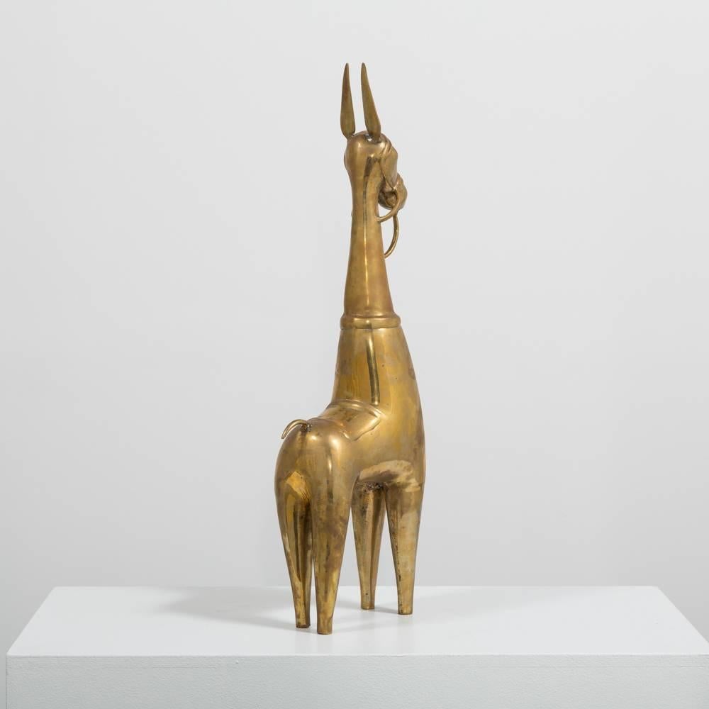 Bohemian Large Brass Llama/Alpaca Table Sculpture 1970s For Sale
