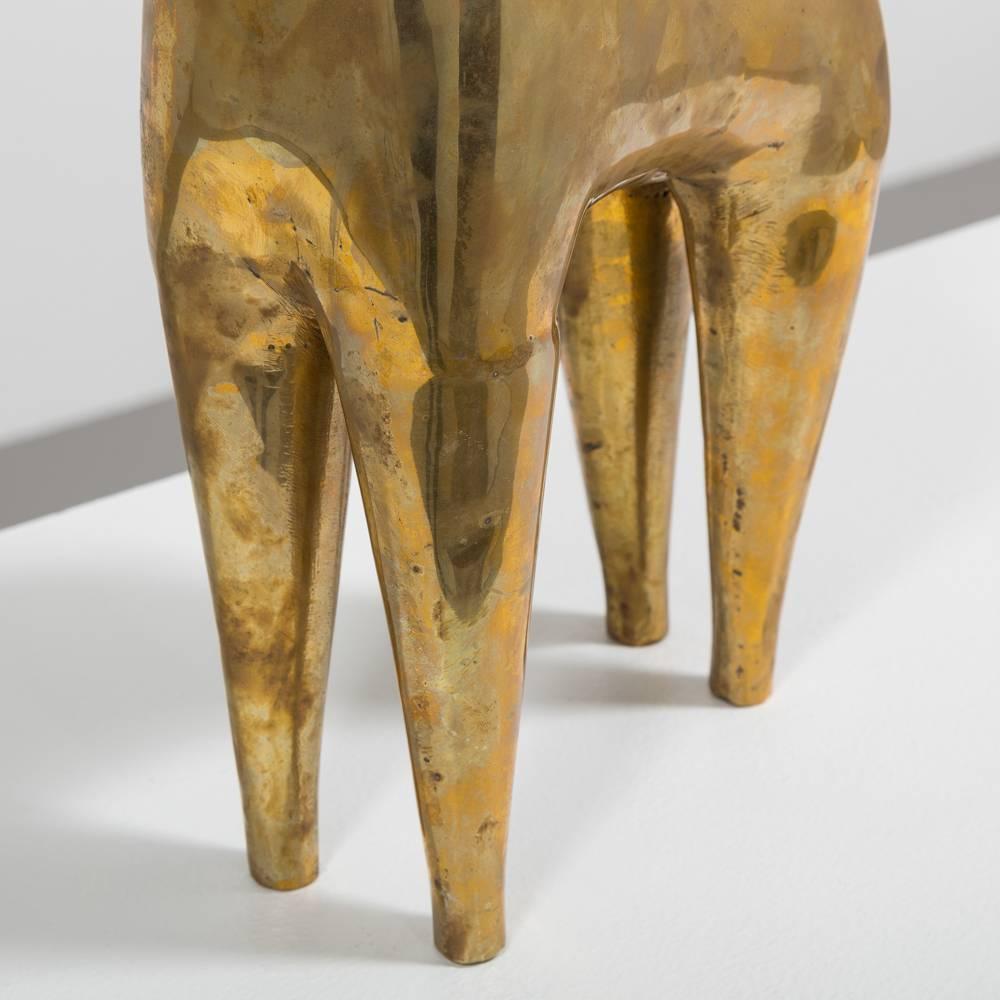 Large Brass Llama/Alpaca Table Sculpture 1970s In Fair Condition For Sale In London, GB