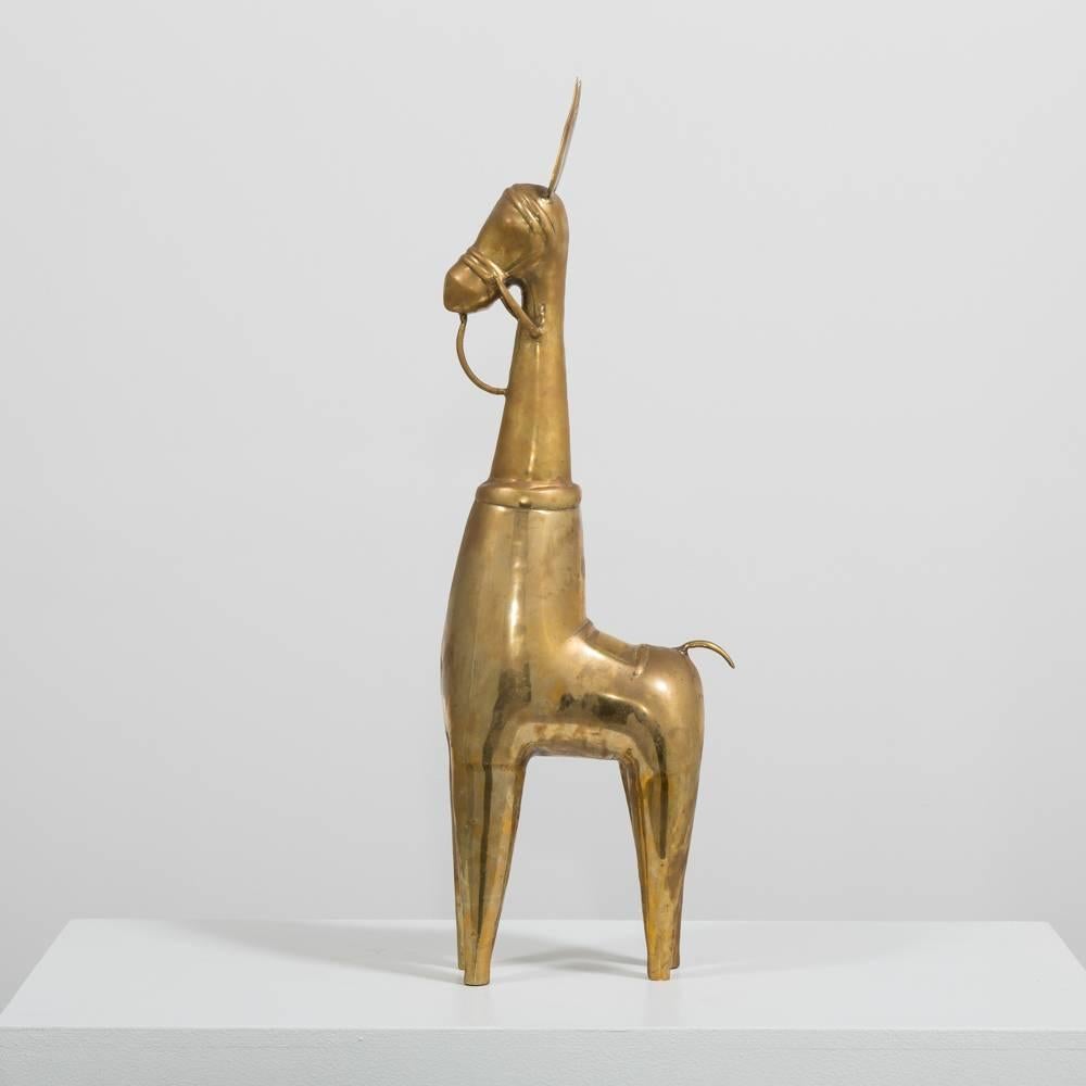 Late 20th Century Large Brass Llama/Alpaca Table Sculpture 1970s For Sale