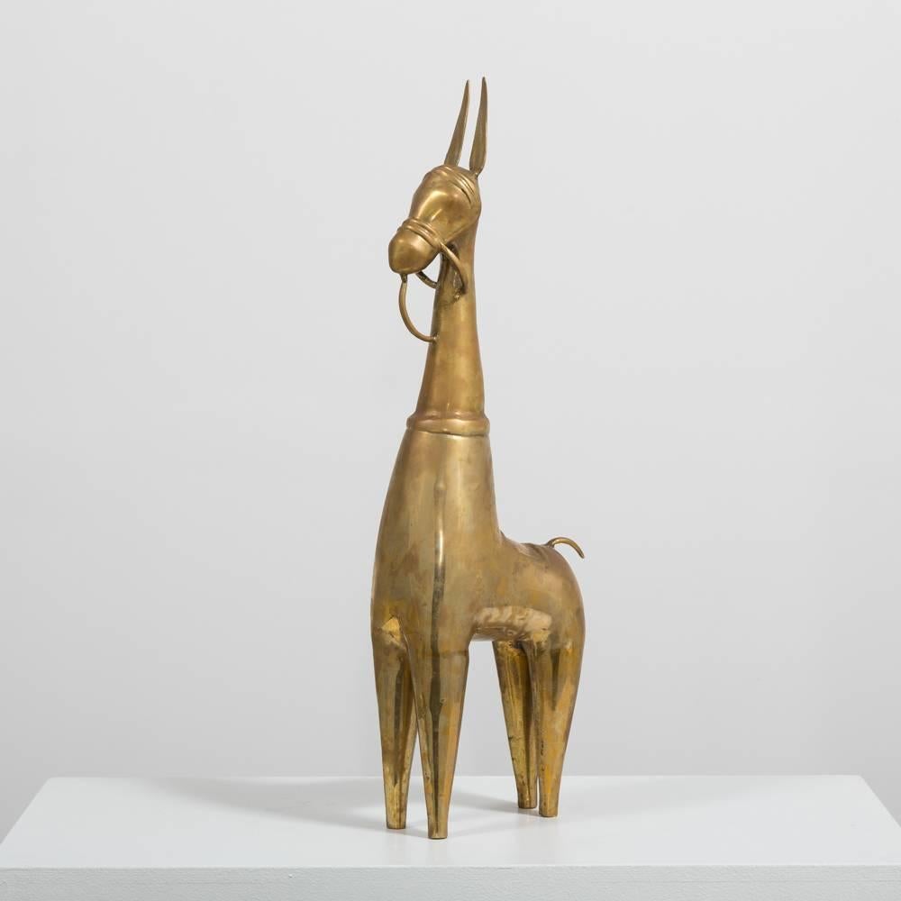 Bronze Large Brass Llama/Alpaca Table Sculpture 1970s For Sale