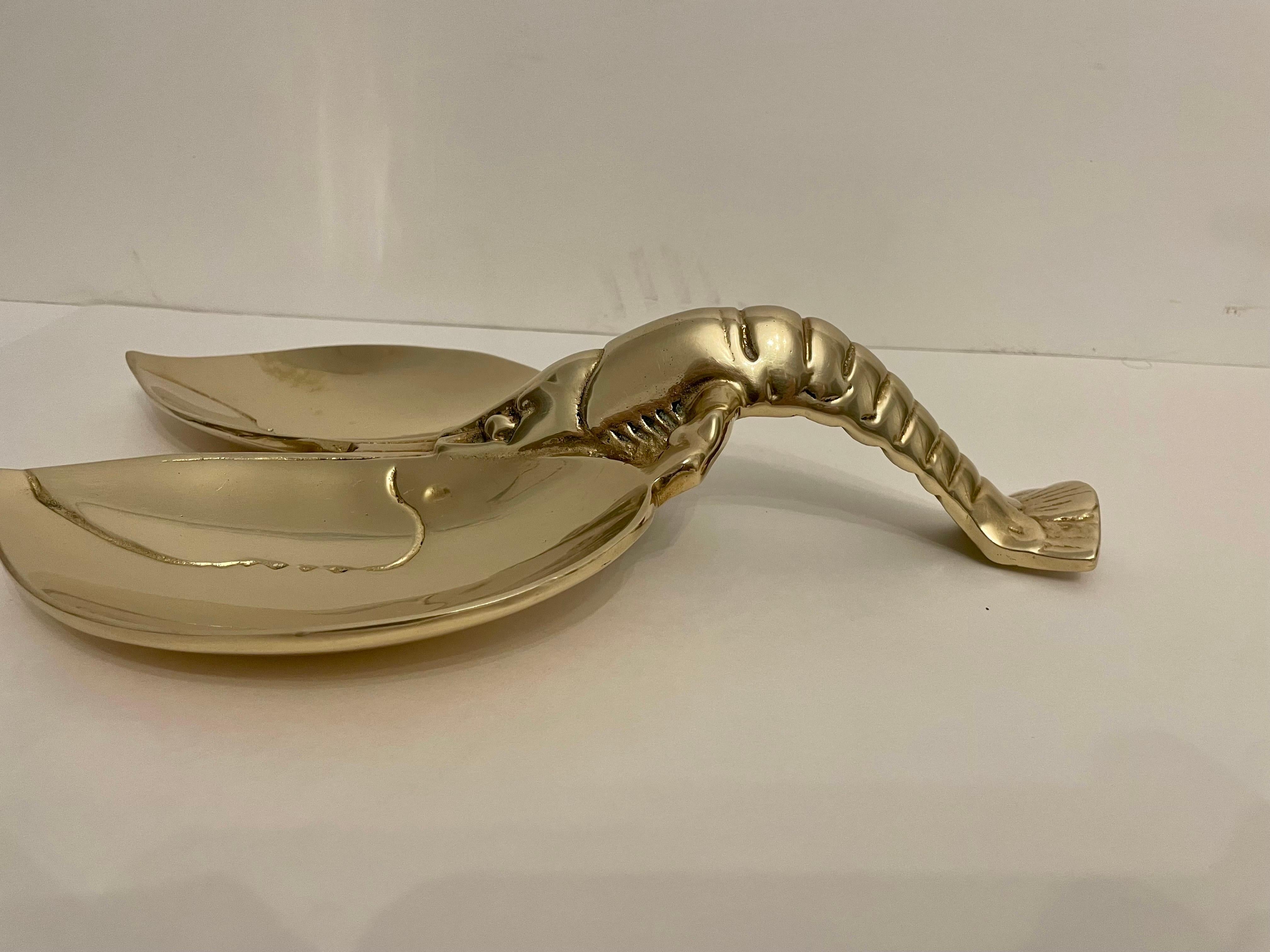 20th Century Large Brass Lobster Dish or Spoon Rest Sculpture For Sale