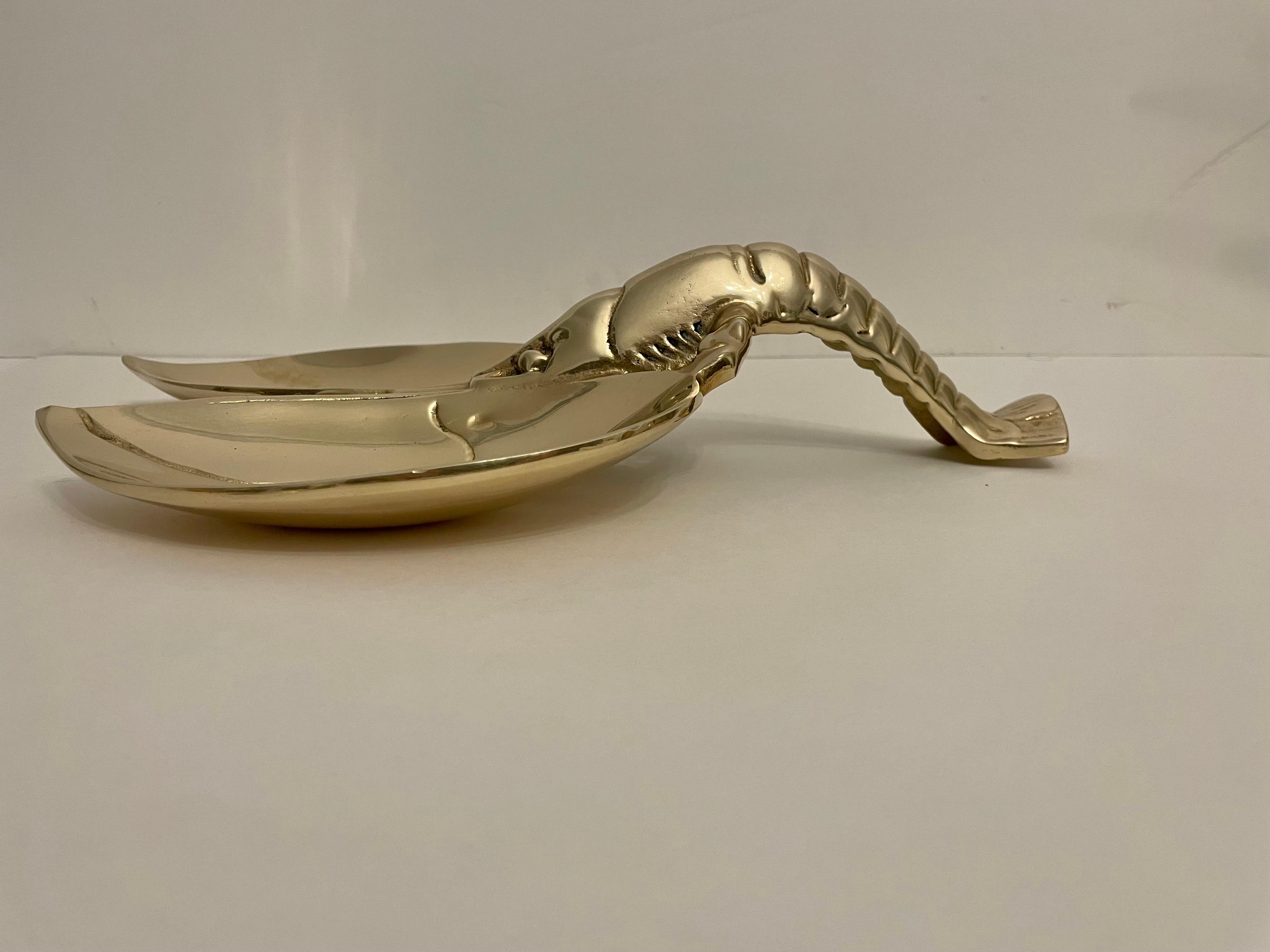Large Brass Lobster Dish or Spoon Rest Sculpture For Sale 1