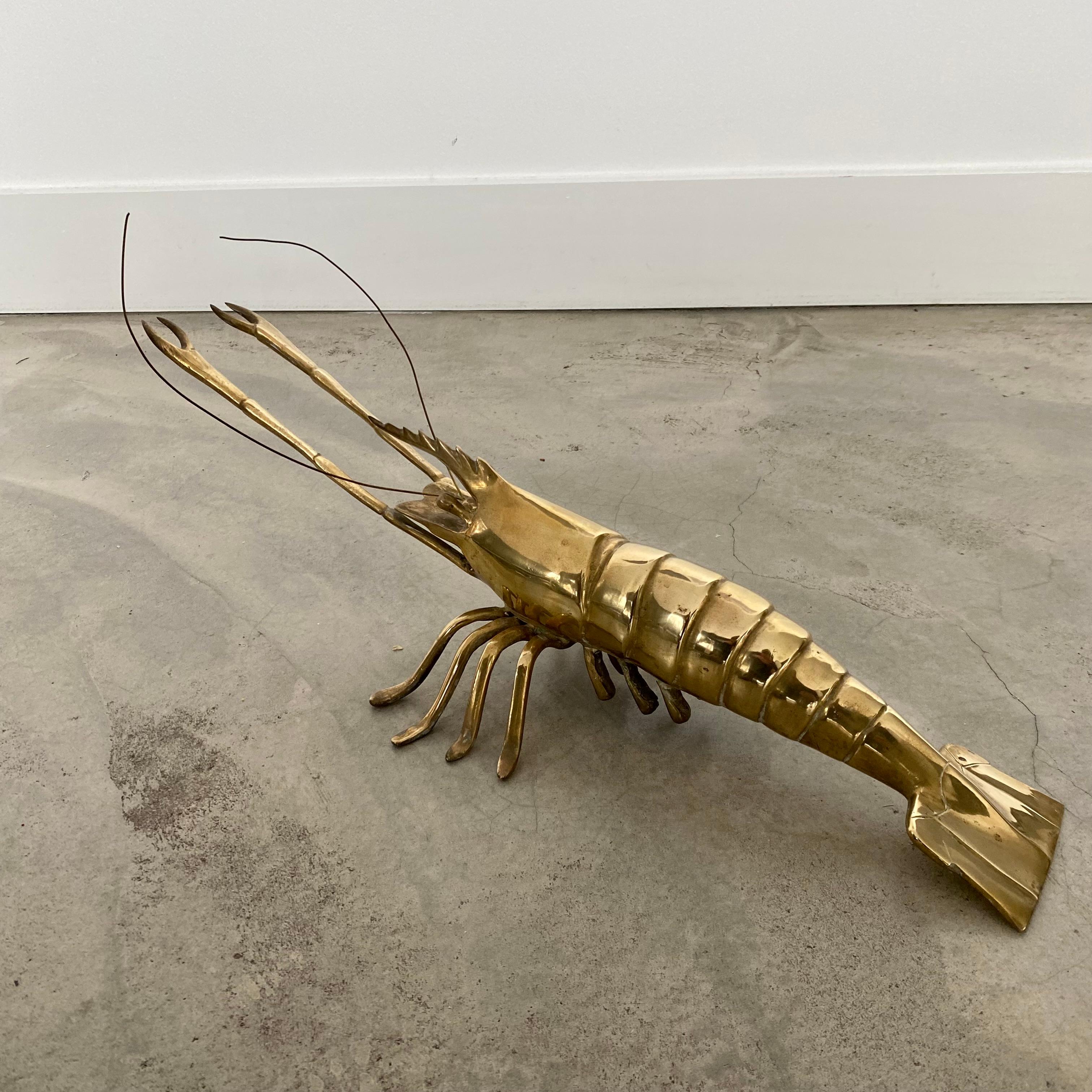 Italian Large Brass Lobster Sculpture Hollywood Regency, Italy, 1960 For Sale