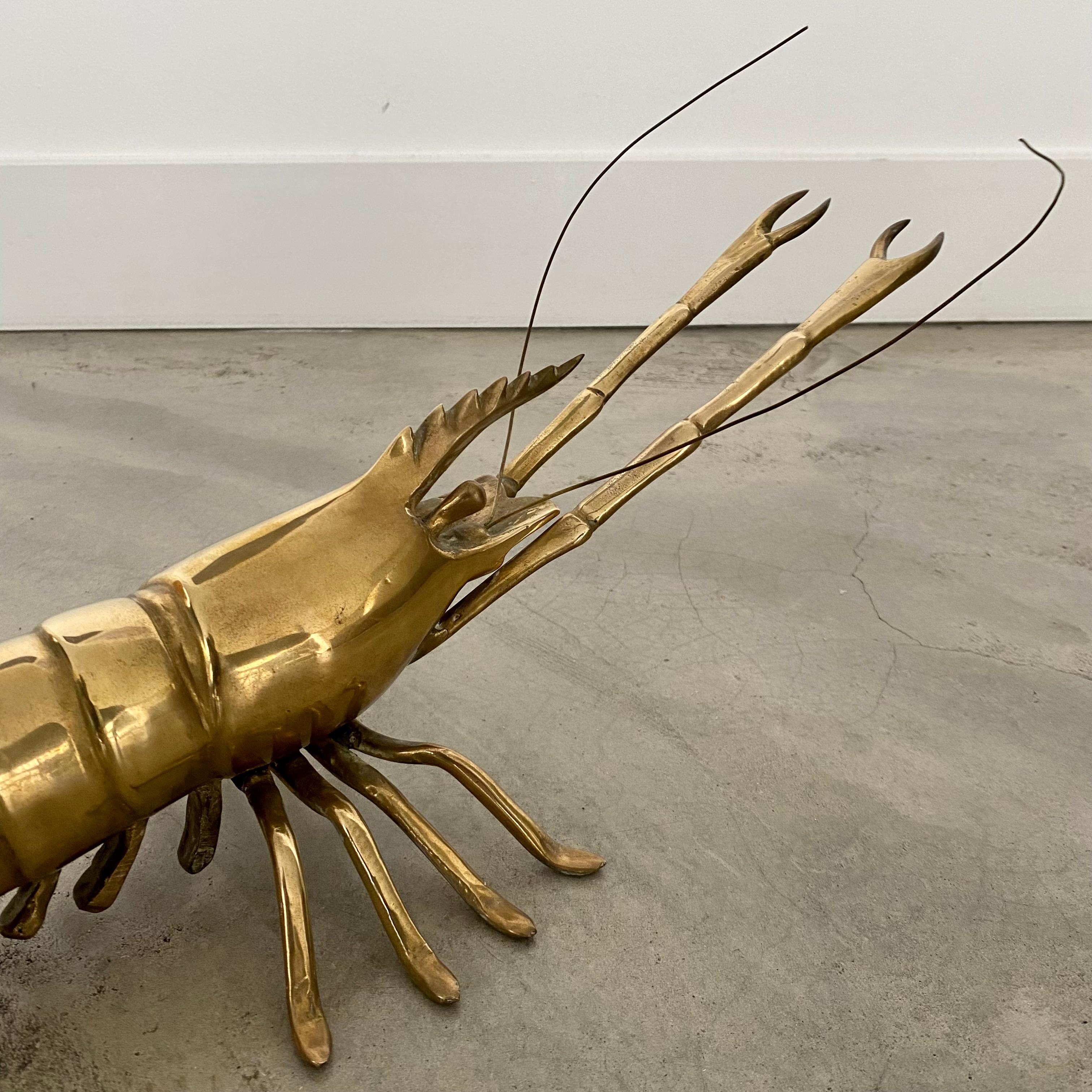 Mid-20th Century Large Brass Lobster Sculpture Hollywood Regency, Italy, 1960 For Sale