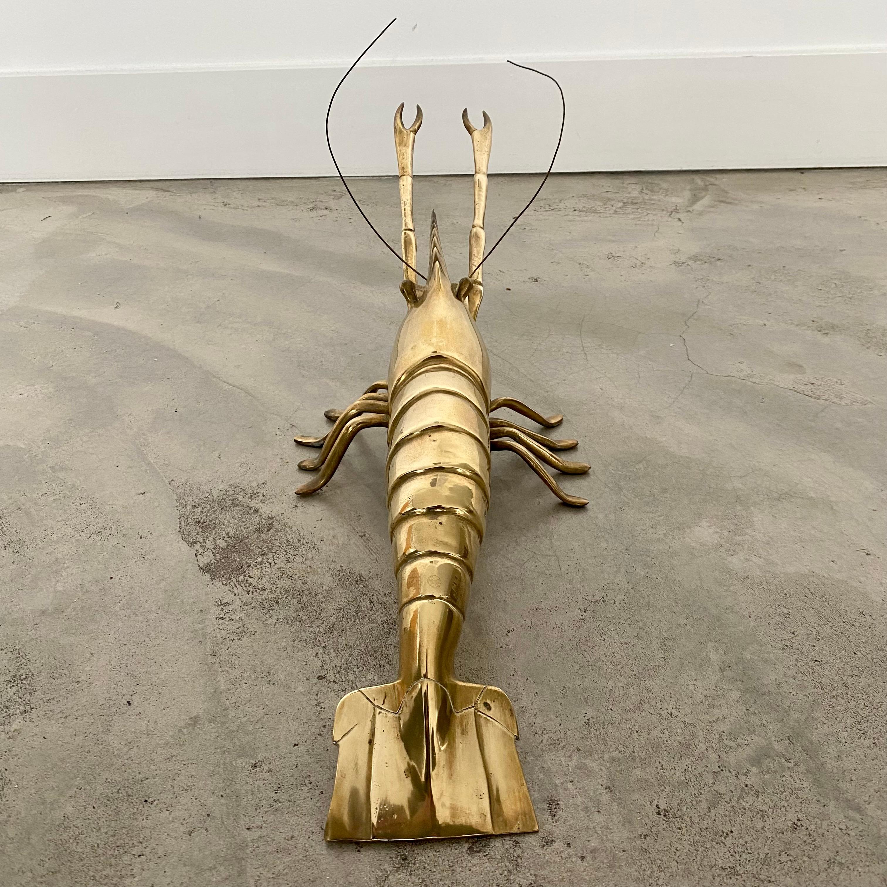 Large Brass Lobster Sculpture Hollywood Regency, Italy, 1960 For Sale 1