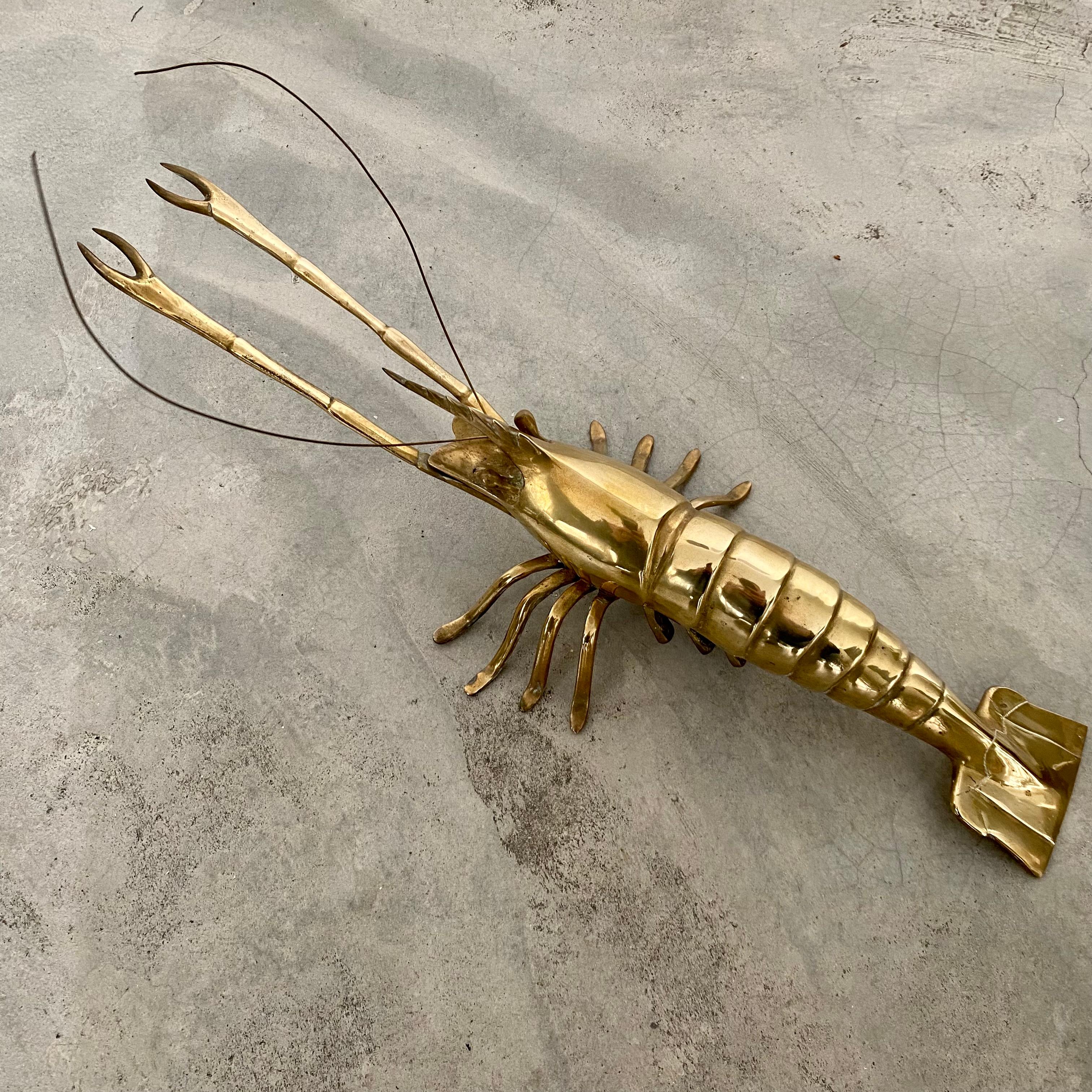 Large Brass Lobster Sculpture Hollywood Regency, Italy, 1960 For Sale 3