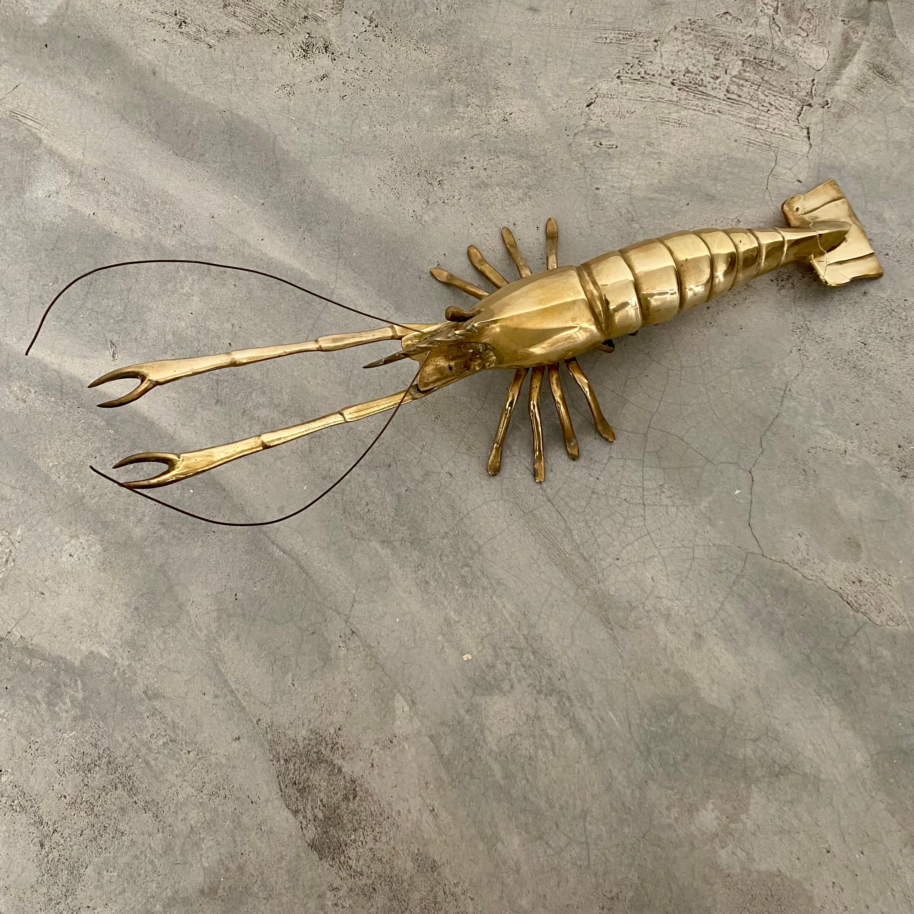 Large Brass Lobster Sculpture Hollywood Regency, Italy, 1960 For Sale 4