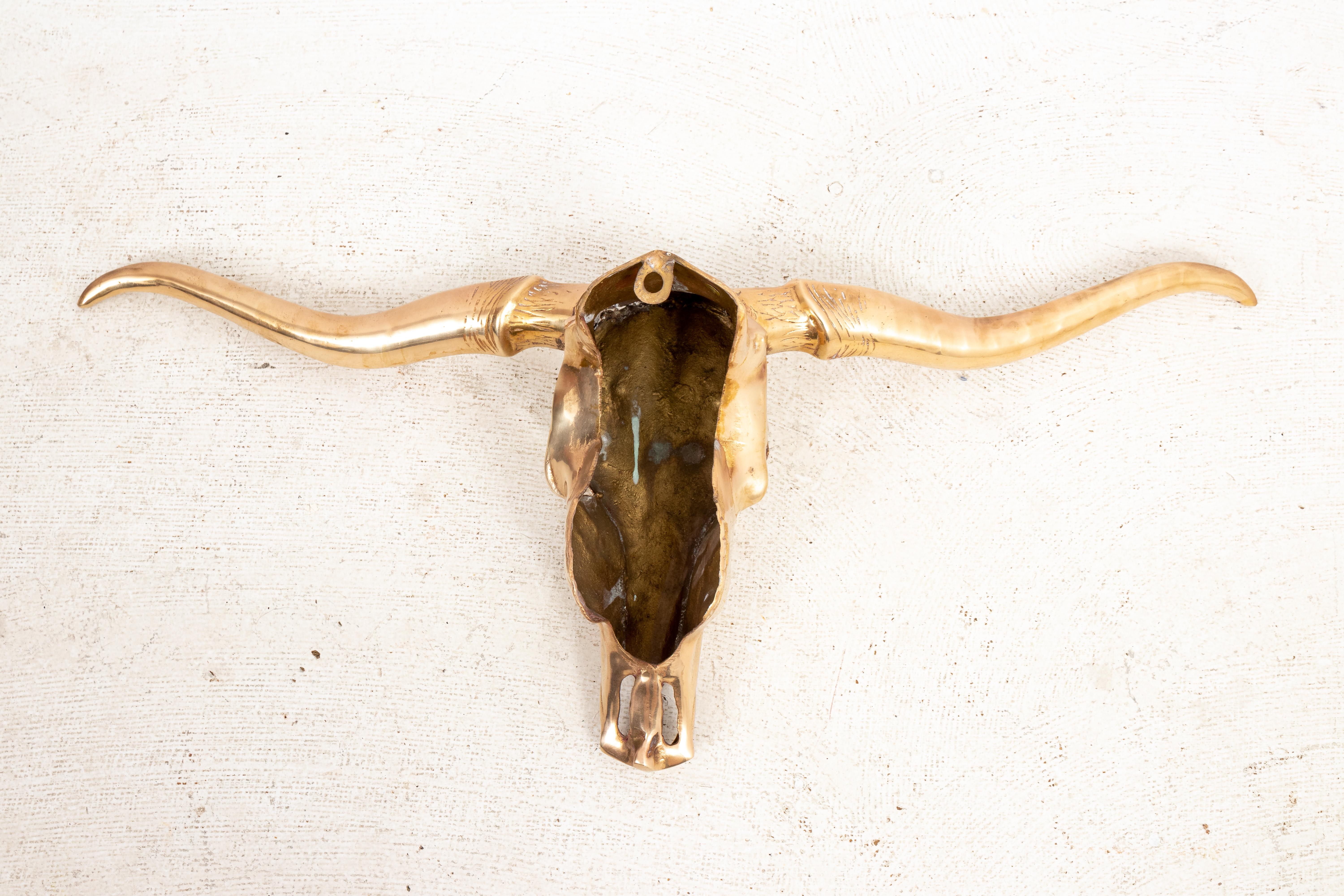 Late 20th Century Large Brass Long Horn Steer Sculpture