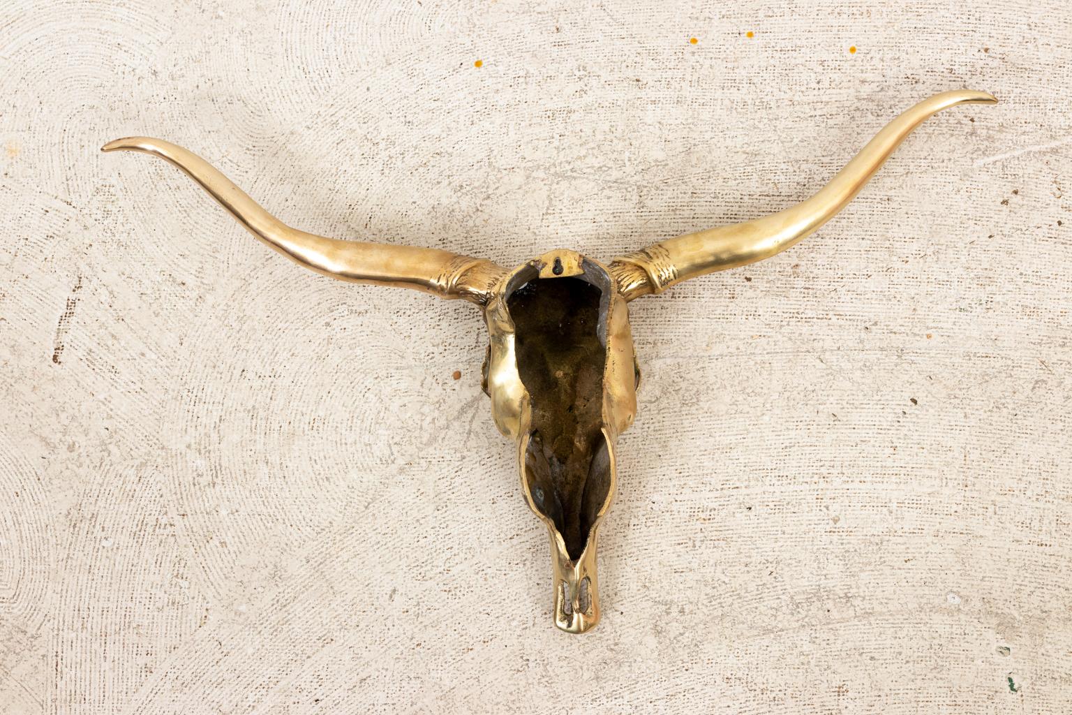 Large Brass Longhorn Wall Sculpture In Good Condition In Stamford, CT