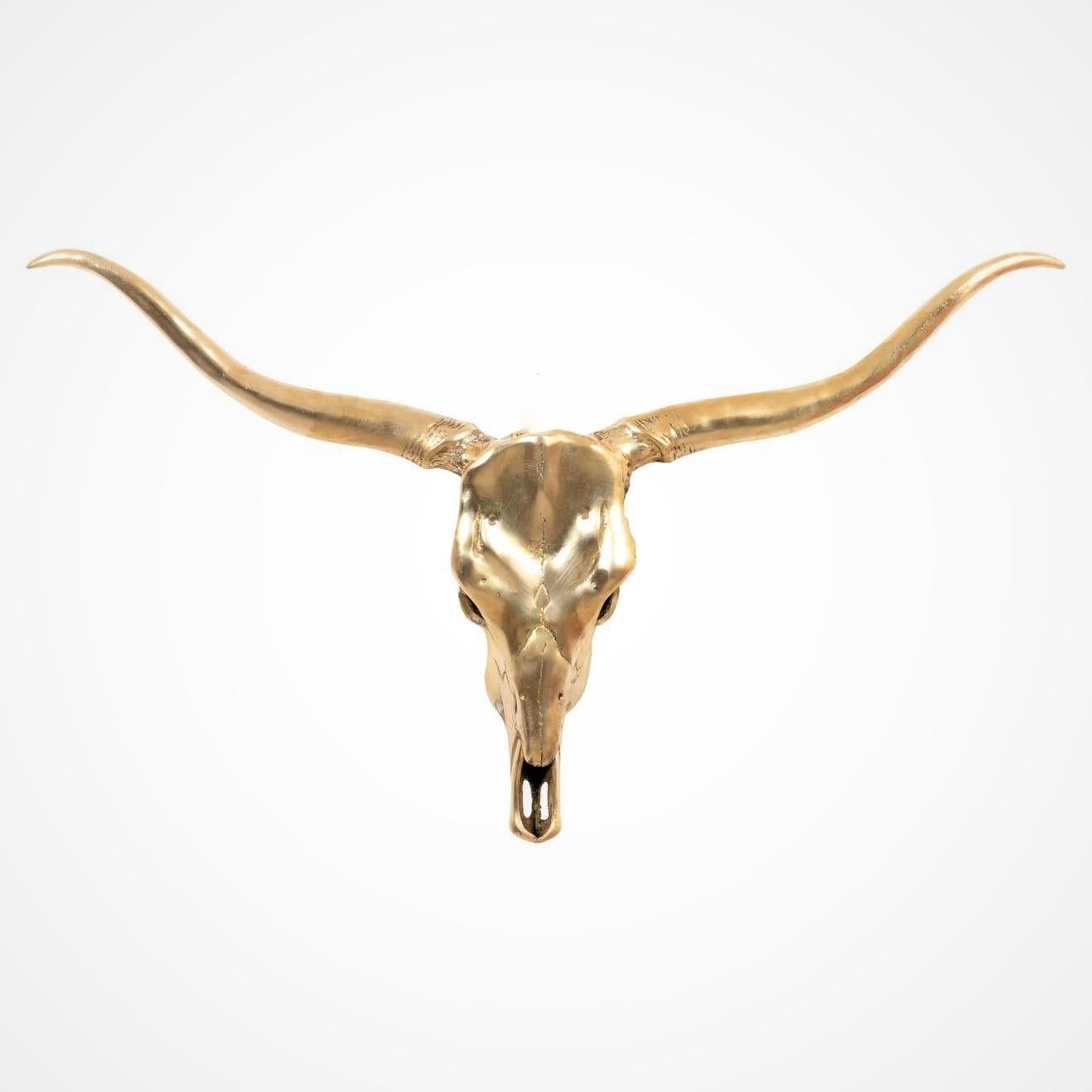Mid-20th Century Large Brass Longhorn Wall Sculpture