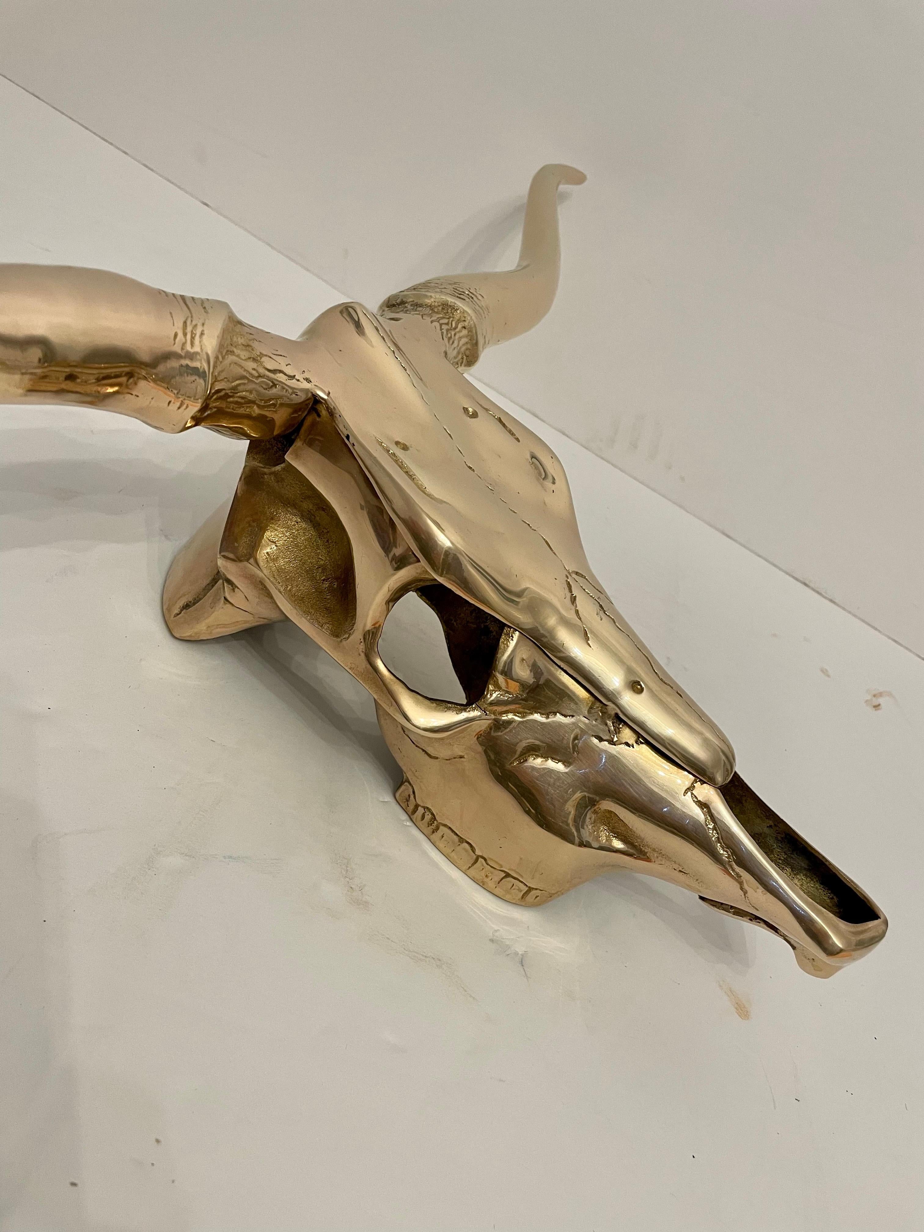 Large Brass Longhorn Wall Sculpture For Sale 1