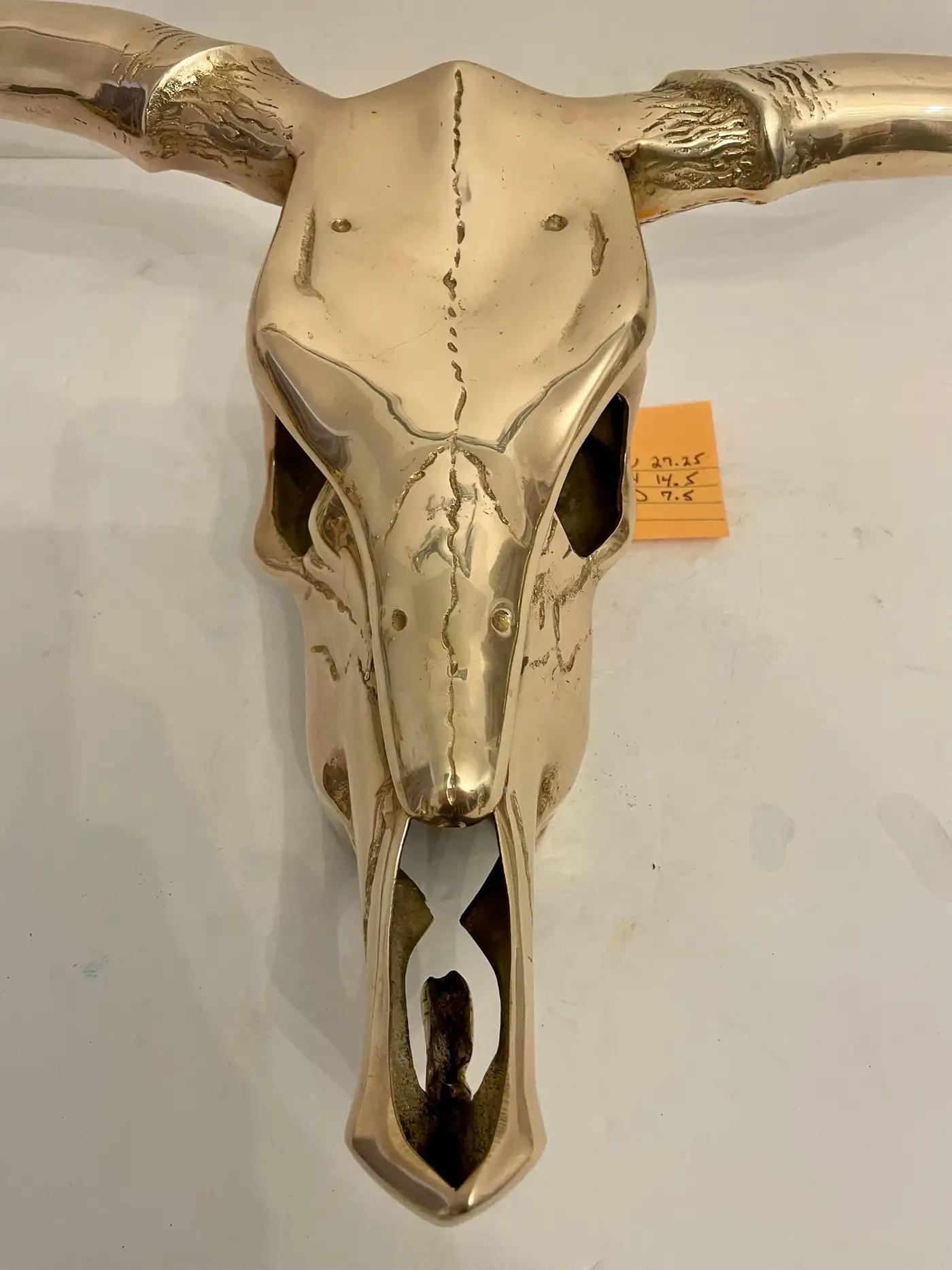 Mid-20th Century Large Brass Longhorn Wall Sculpture For Sale