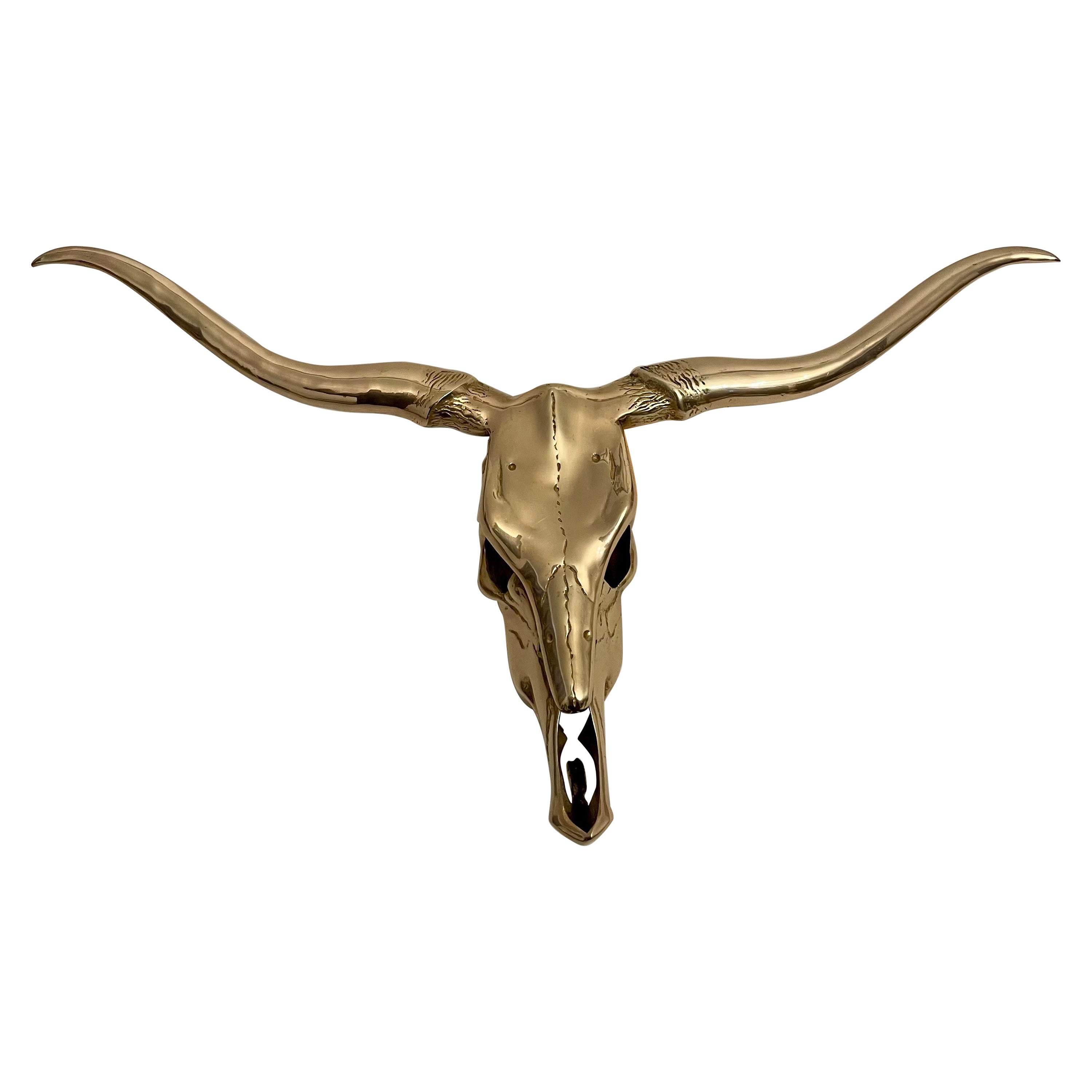 Scultura da parete Longhorn grande in ottone