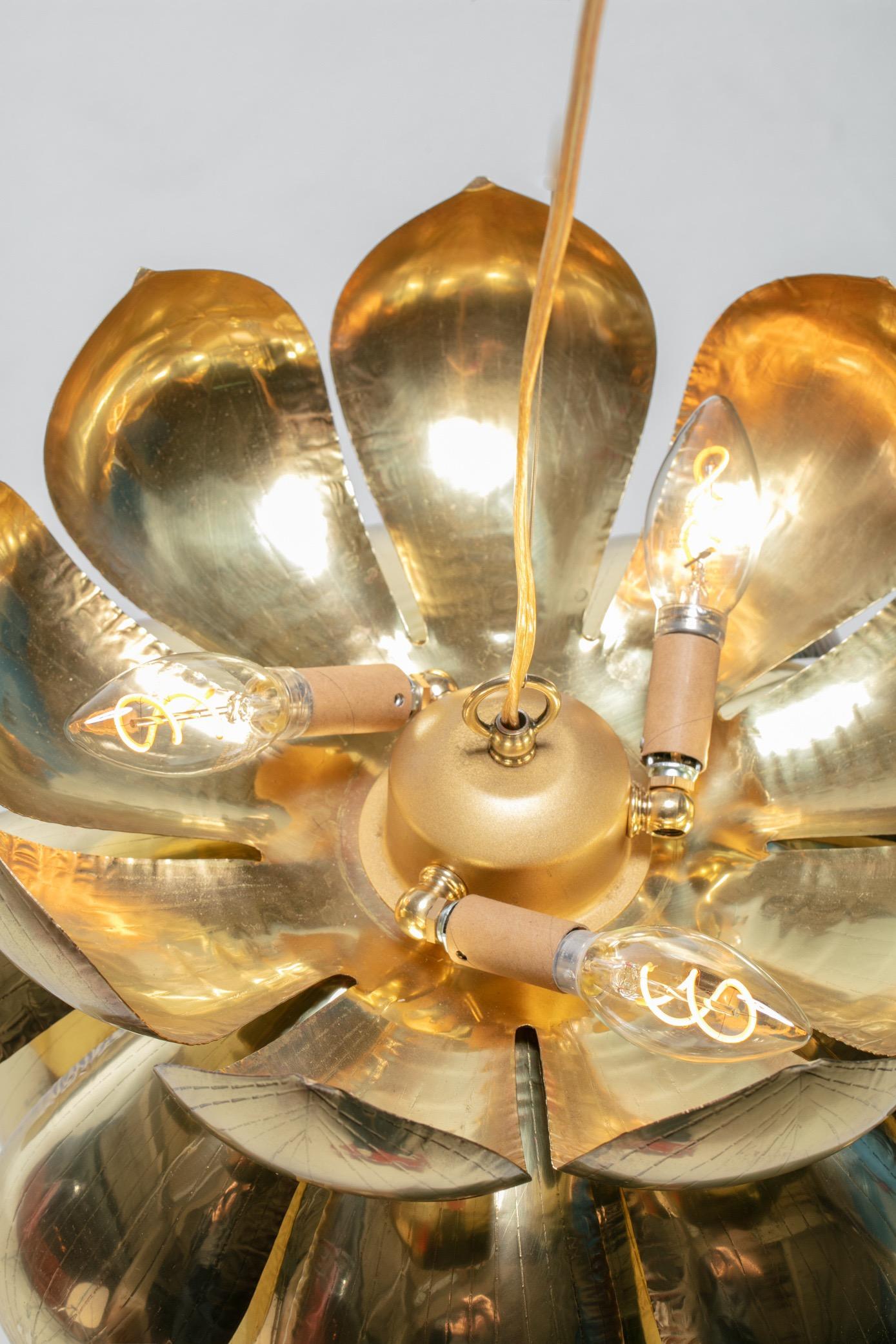 Large Brass Lotus Fixture by Feldman Lighting Company in the Style of Parzinger For Sale 2