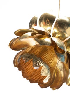 Große Lotus-Leuchte aus Messing von Feldman Lighting Company im Stil von Parzinger