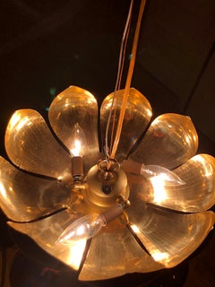 Parzinger Style Large Brass Lotus Pendant Light by Feldman Lighting, c. 1960