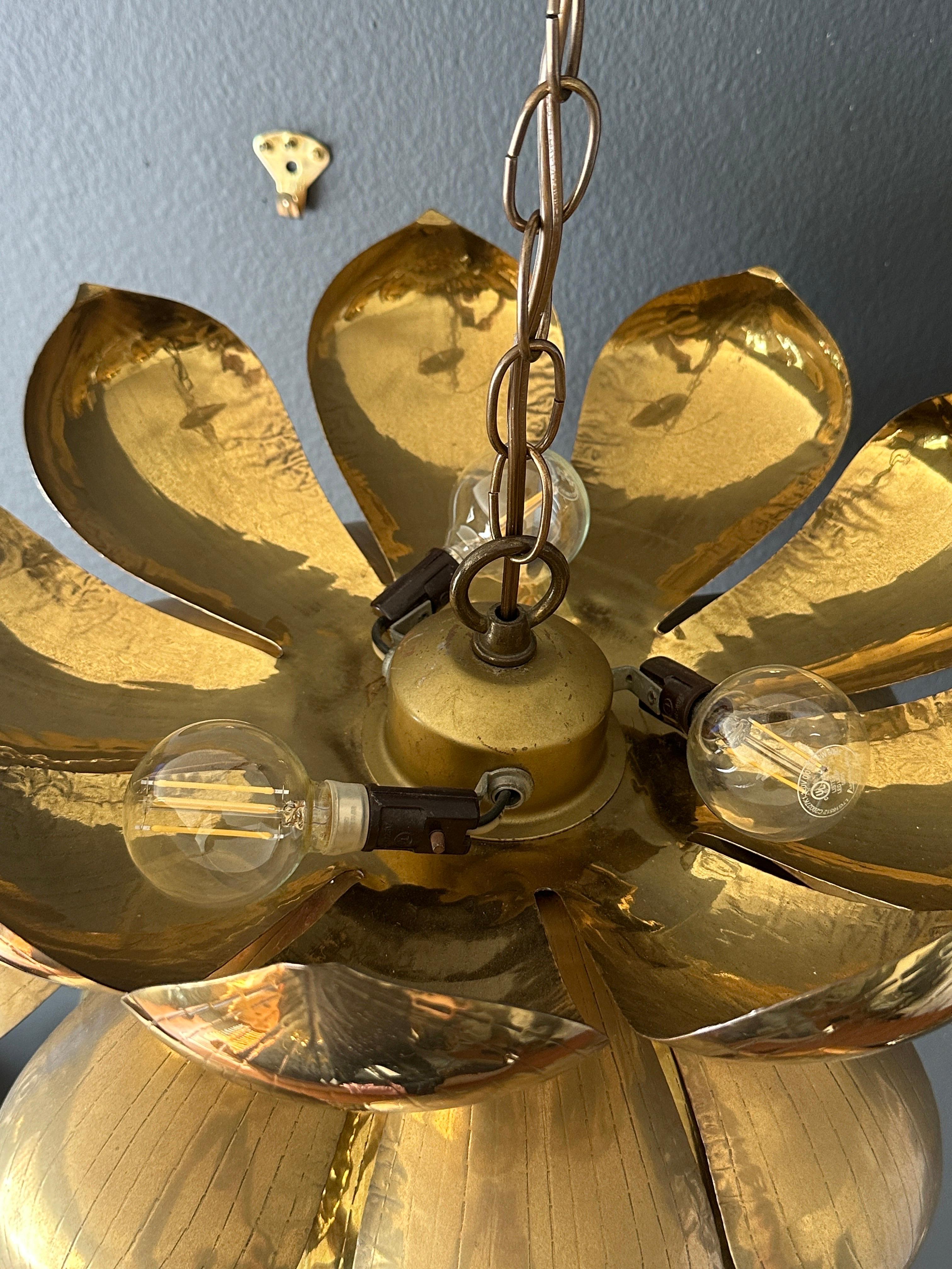 Large Brass Lotus Light Fixture 3