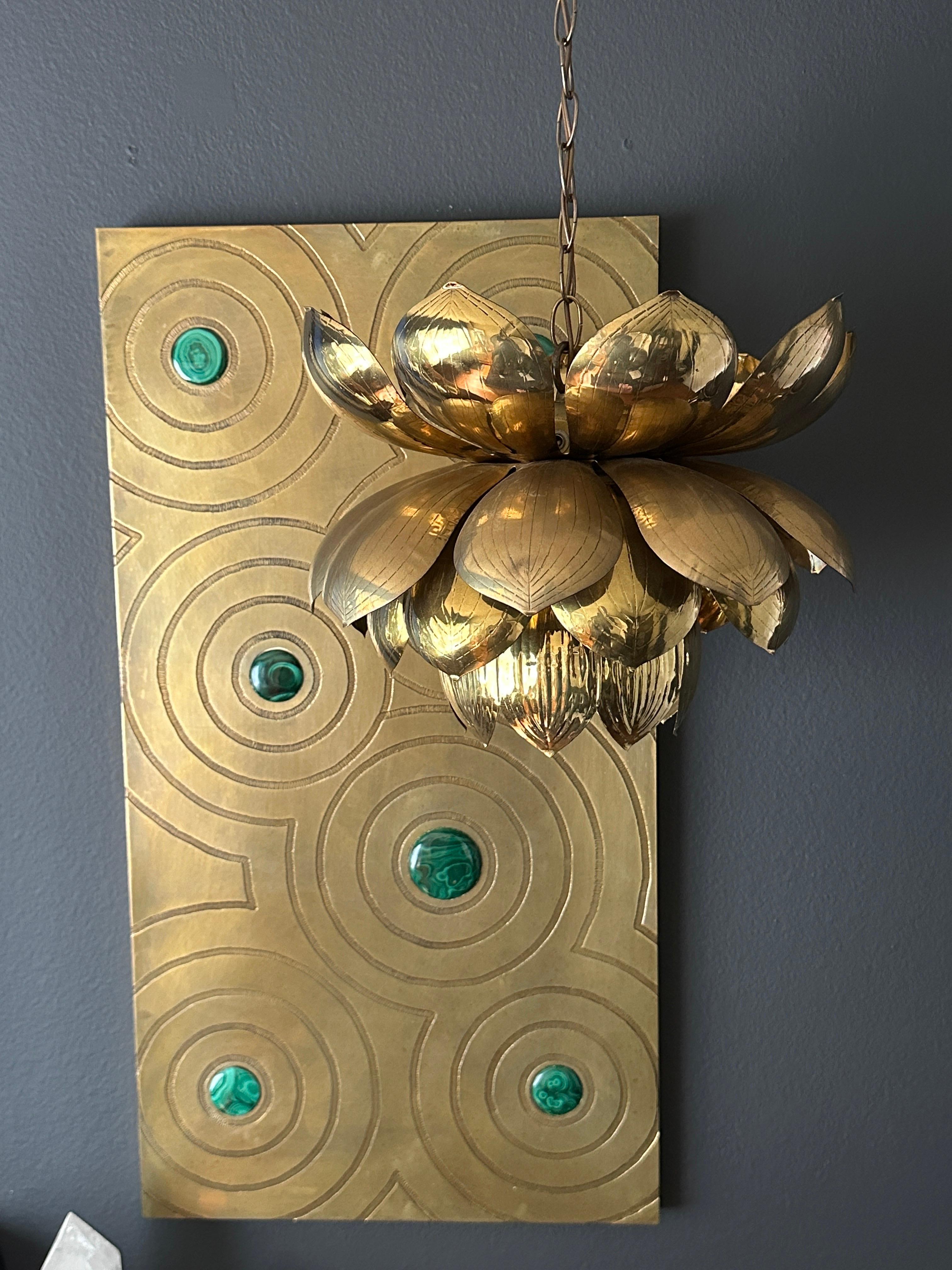 Large Brass Lotus Light Fixture 4