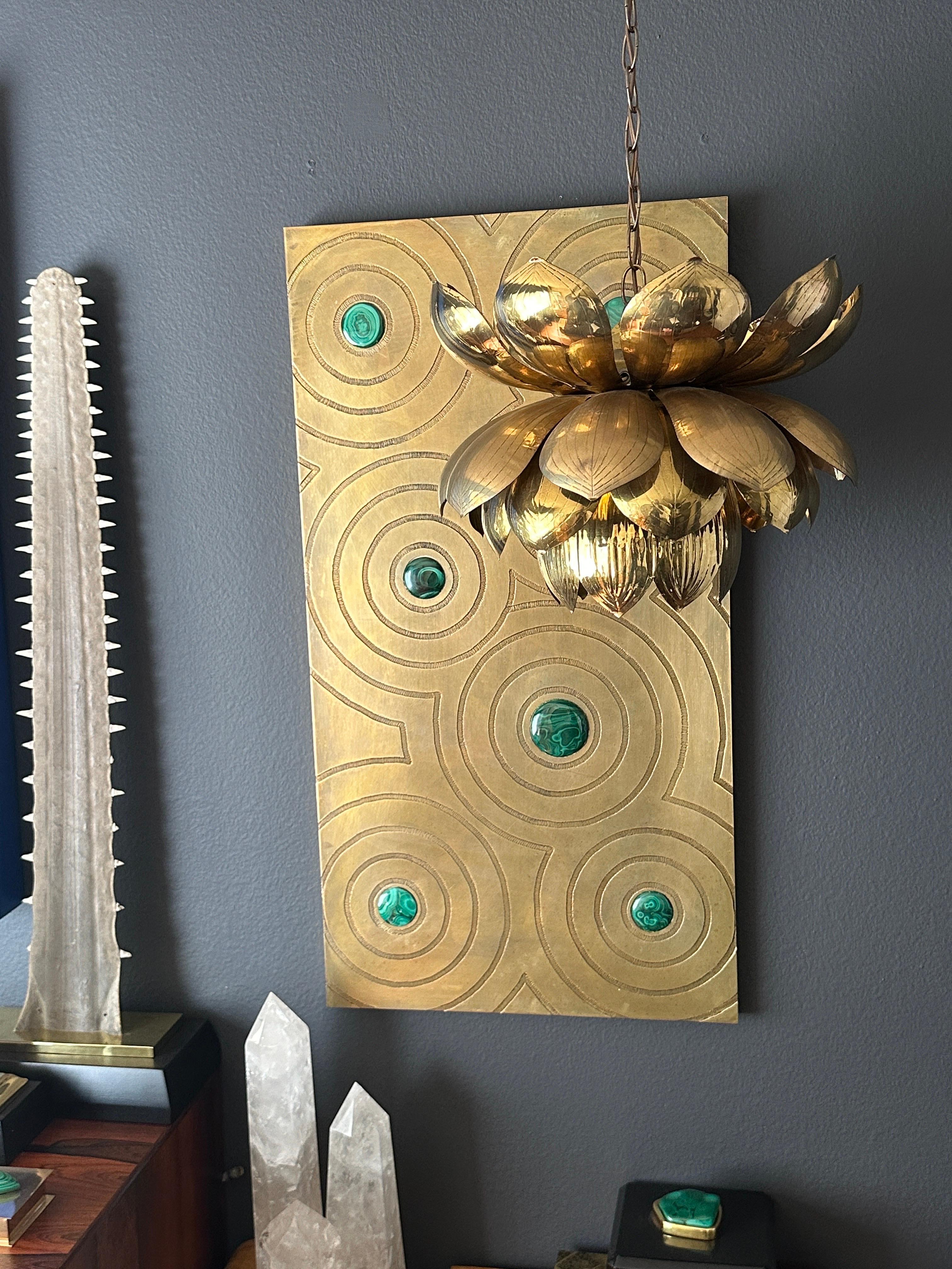 Large Brass Lotus Light Fixture 5