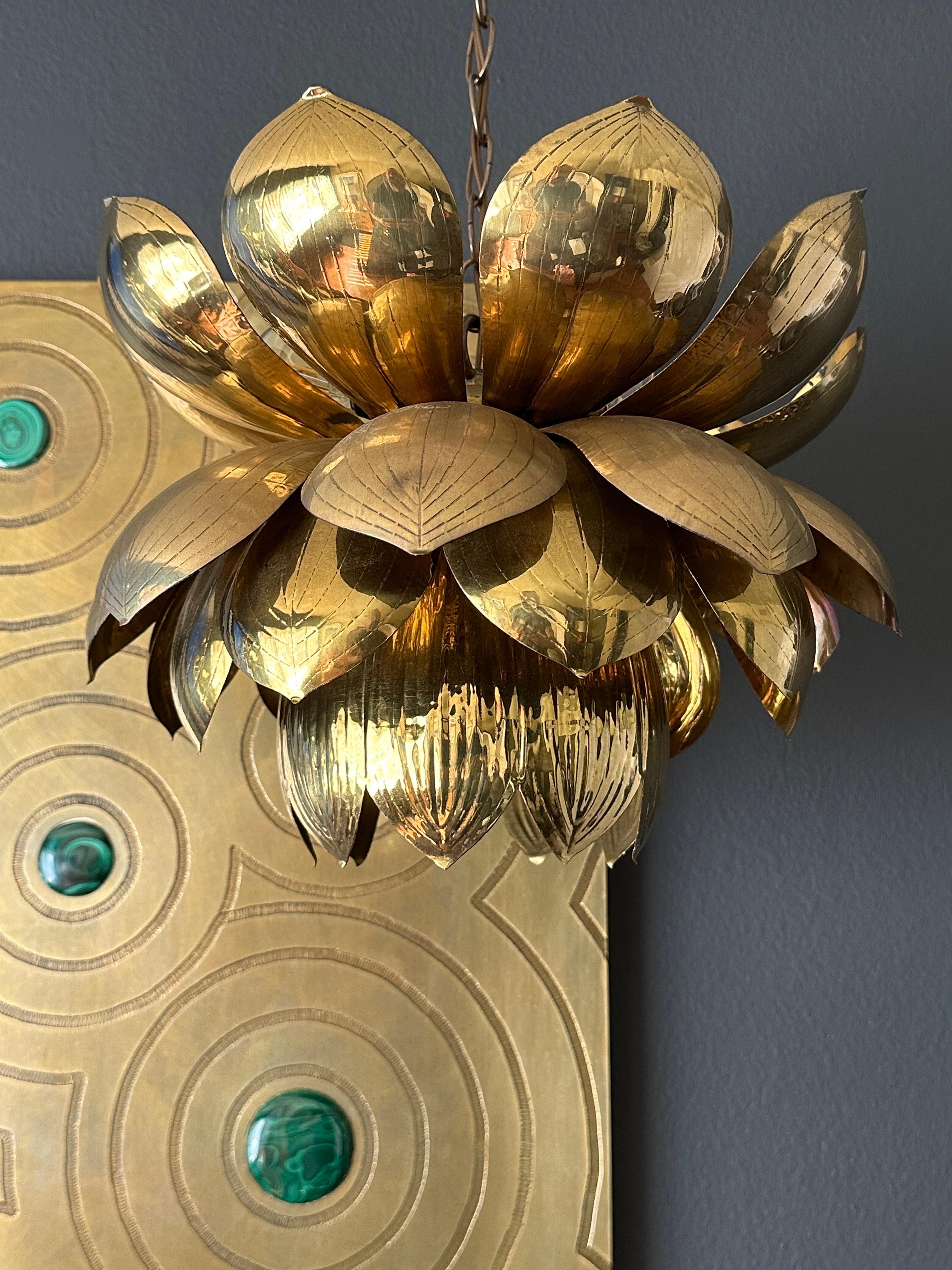 Large Brass Lotus Light Fixture 7