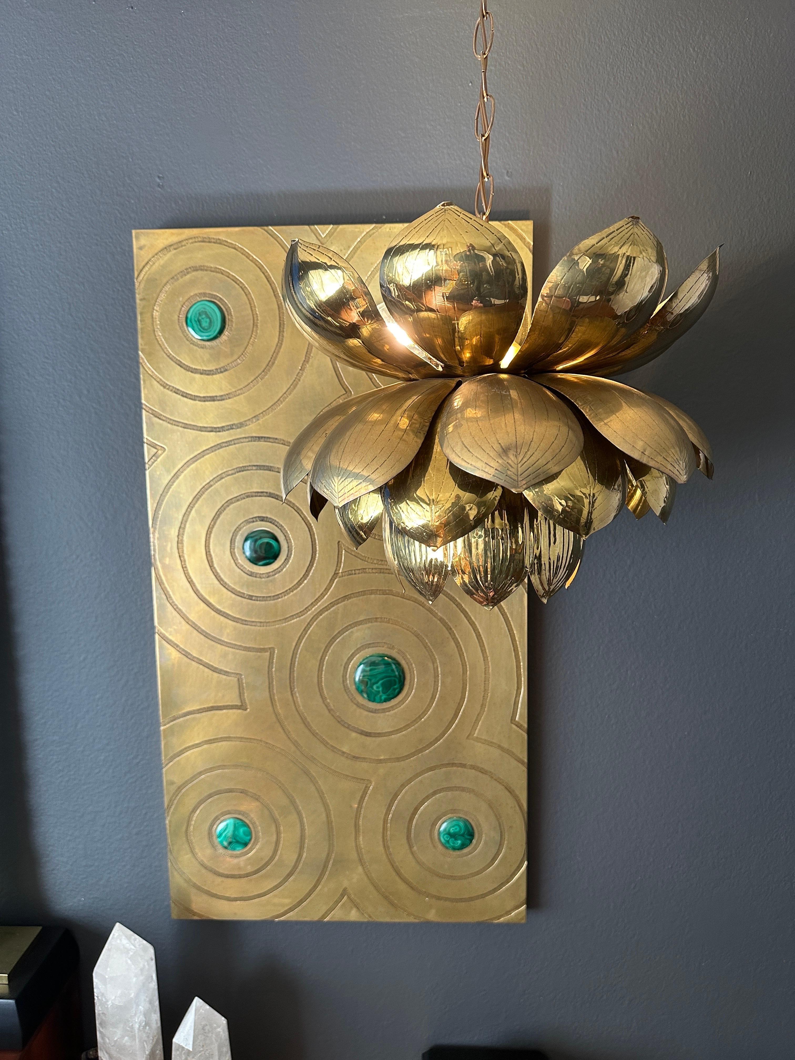 Large Brass Lotus Light Fixture 8