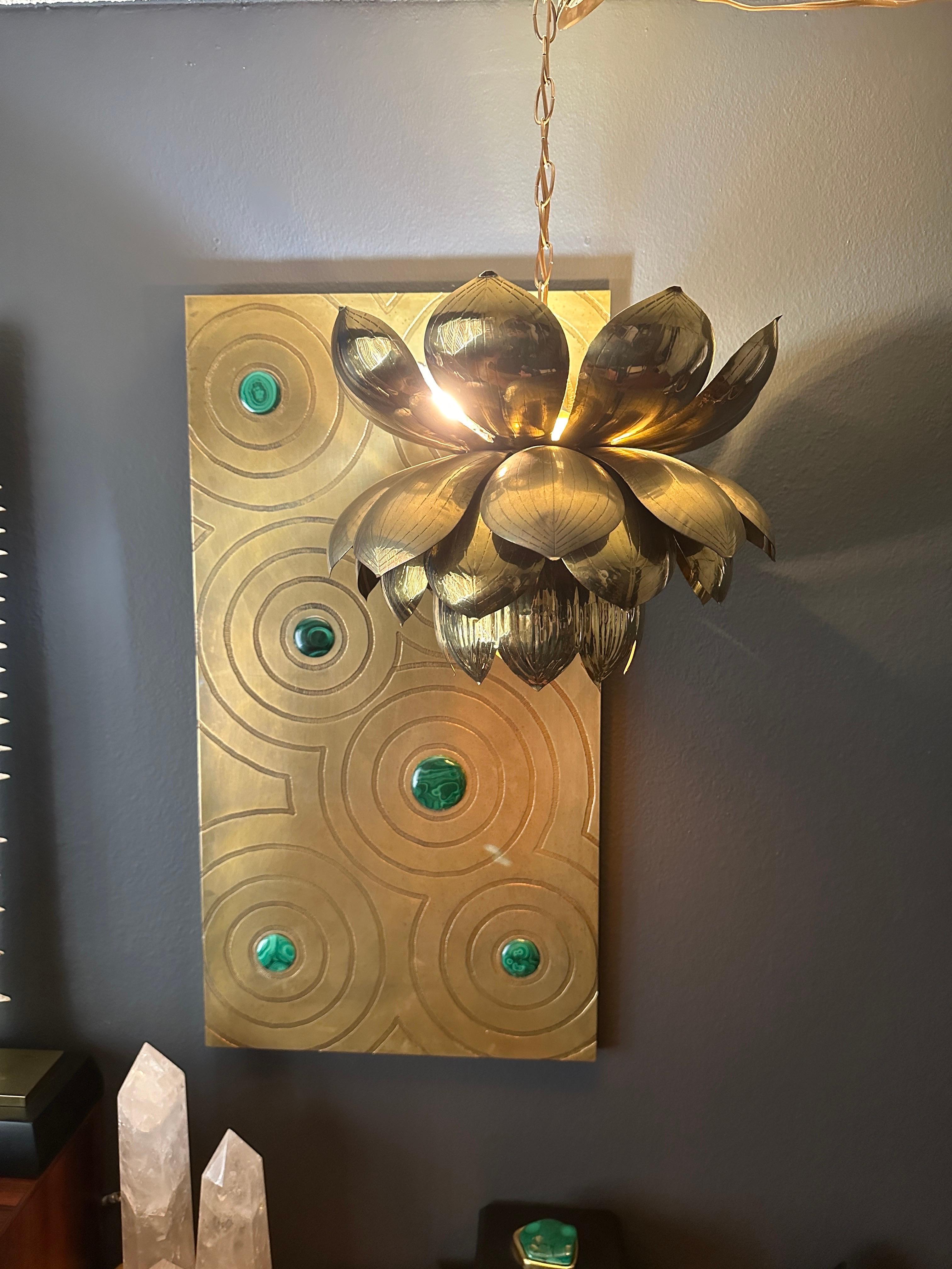 Large Brass Lotus Light Fixture 11
