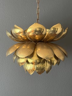Large Brass Lotus Light Fixture
