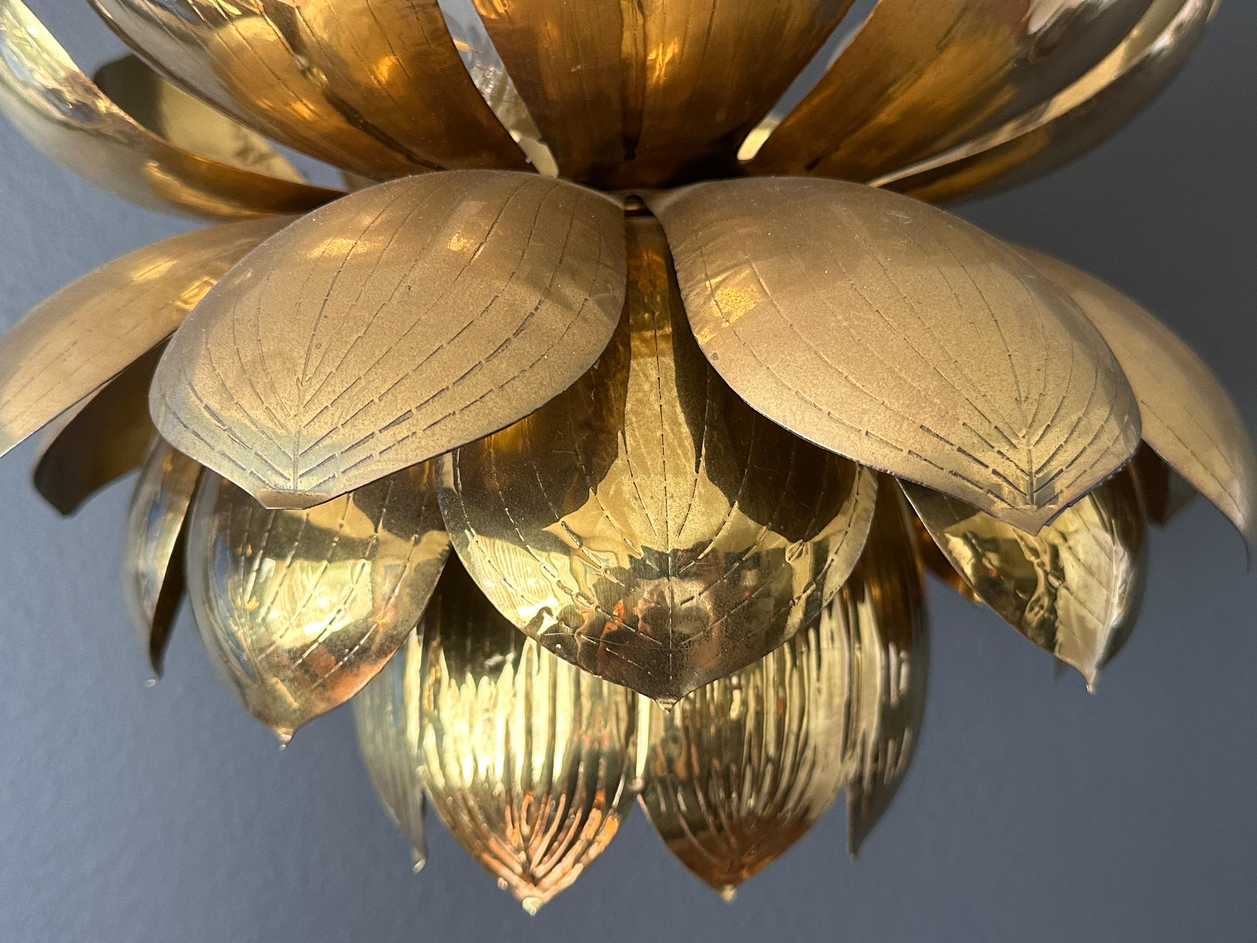 Large Brass Lotus Light Fixture 1