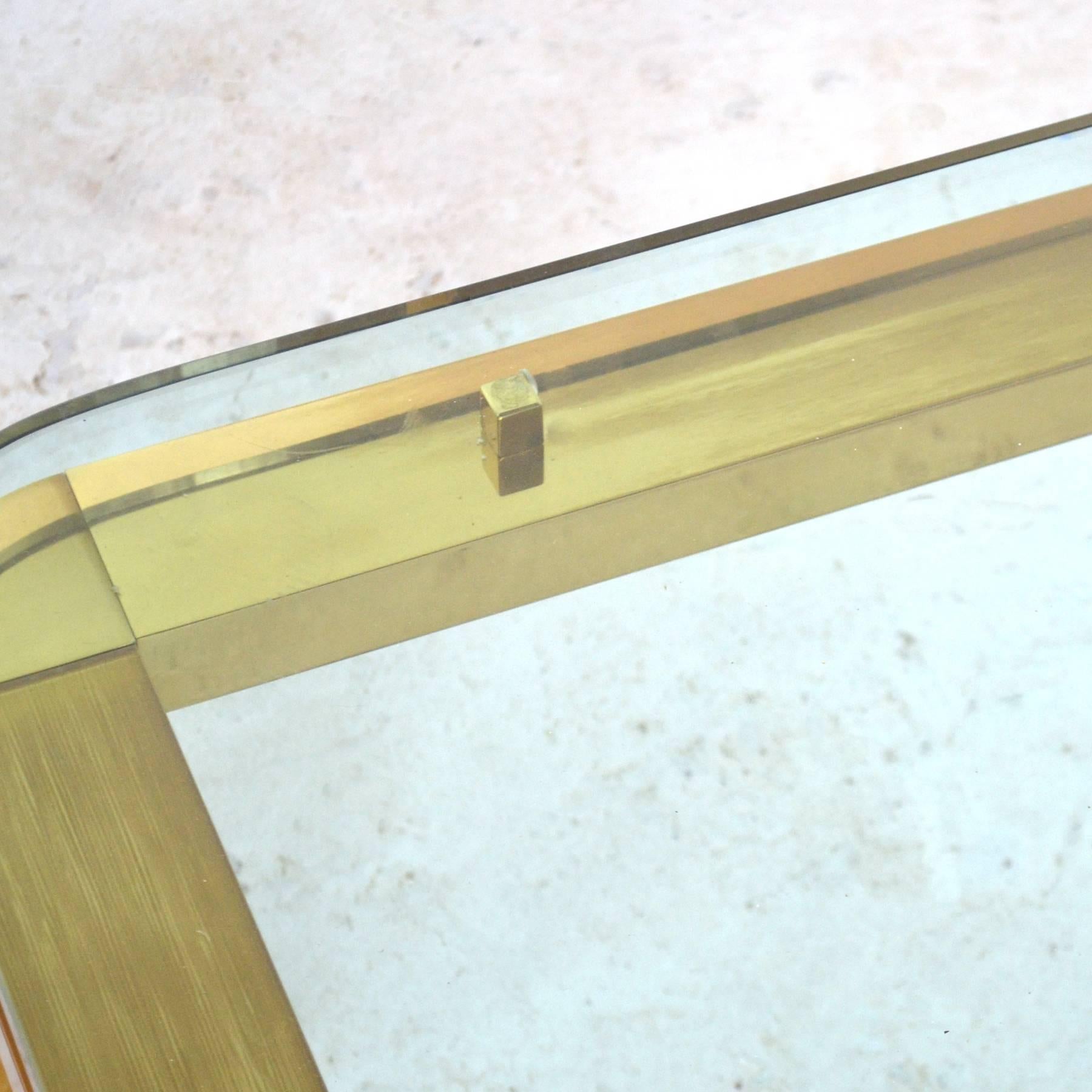 Late 20th Century Large Brass Mastercraft Coffee Table with Glass Top